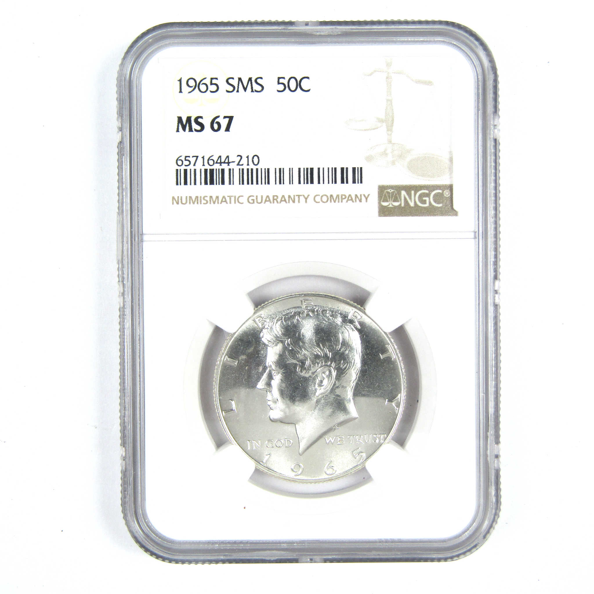 1965 SMS Kennedy Half Dollar MS 67 NGC Silver Clad 50c SKU:CPC8620