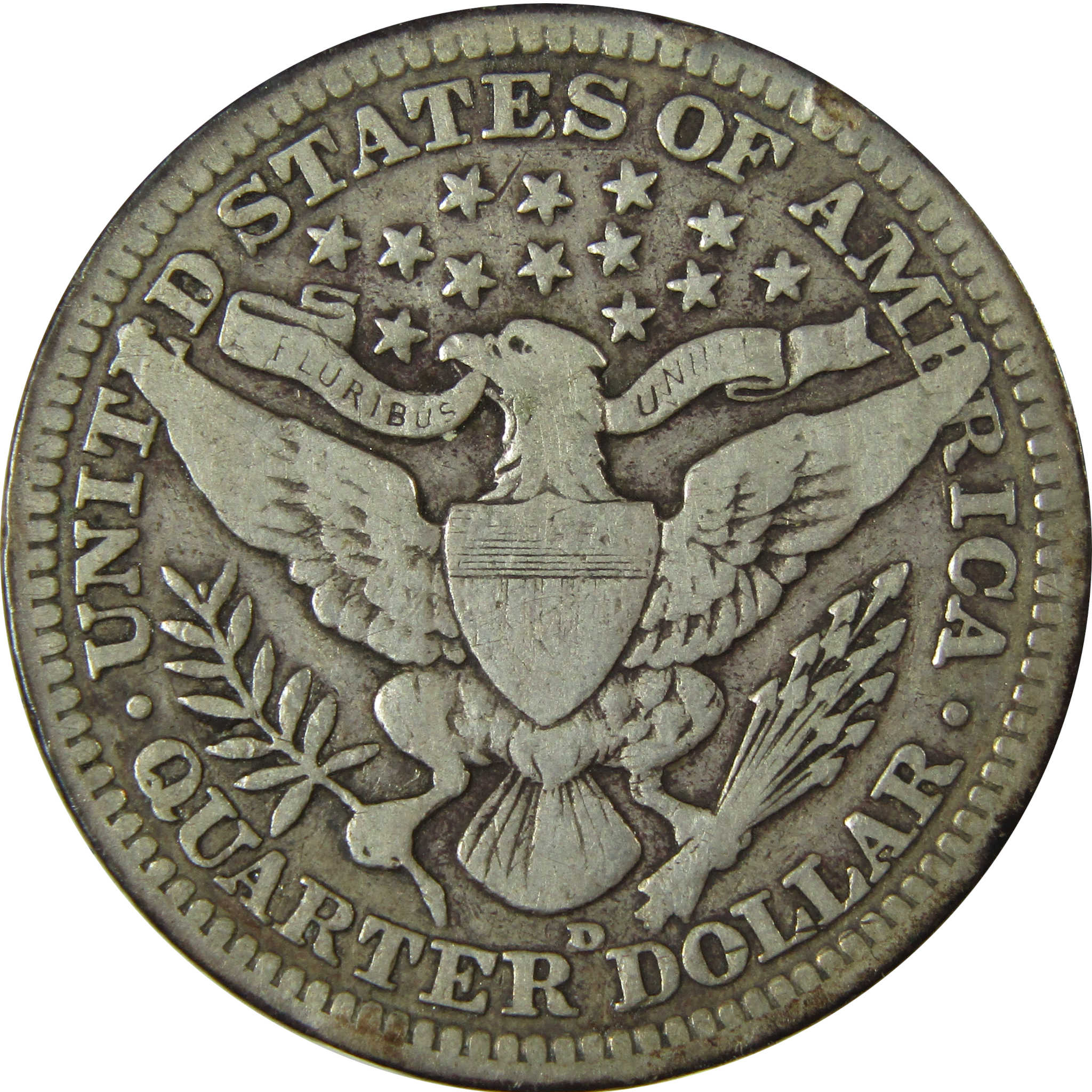 1913 D Barber Silver Quarter VG Very Good 25c Coin SKU:CP897