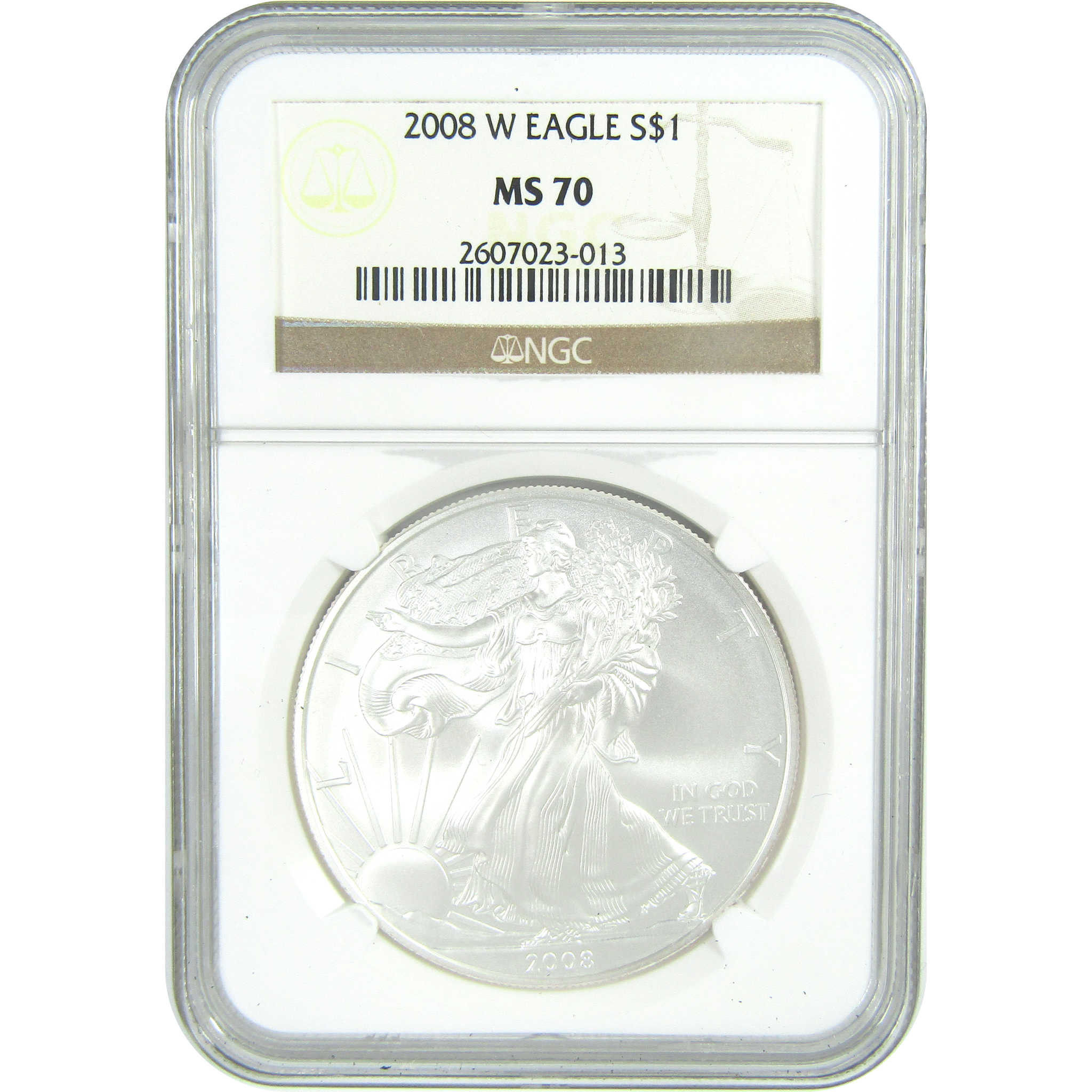 2008 W American Silver Eagle MS 70 NGC Burnished $1 SKU:CPC9565