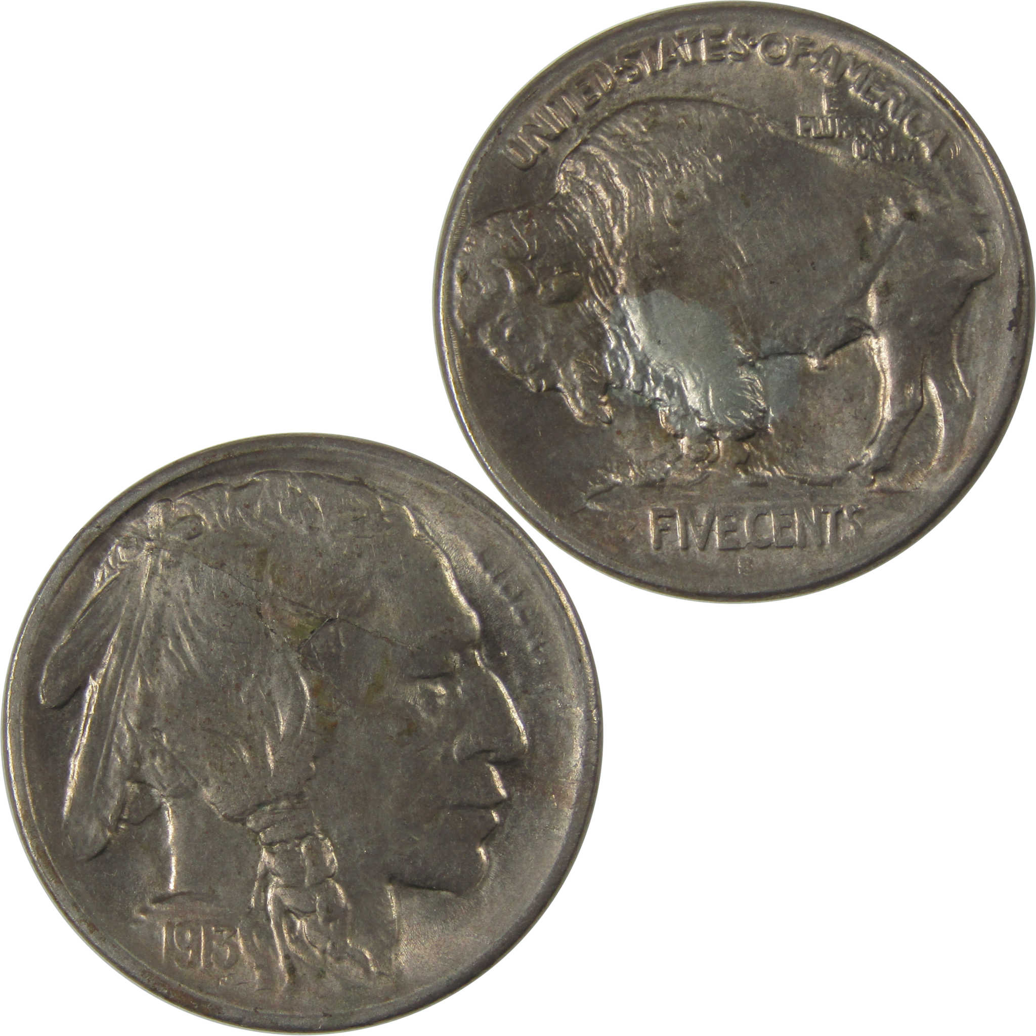 1913 S Type 1 Buffalo Nickel CHAU Obverse Lamination Error SKU:I21029