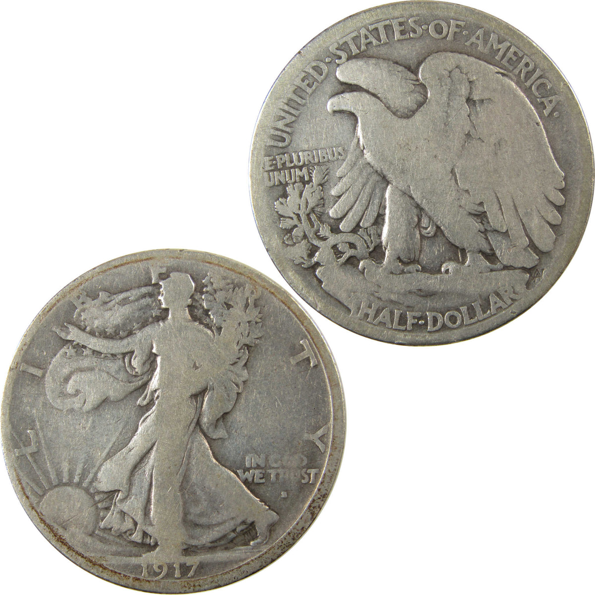 1917 S Obverse Liberty Walking 50c VG Very Good Details SKU:I22775