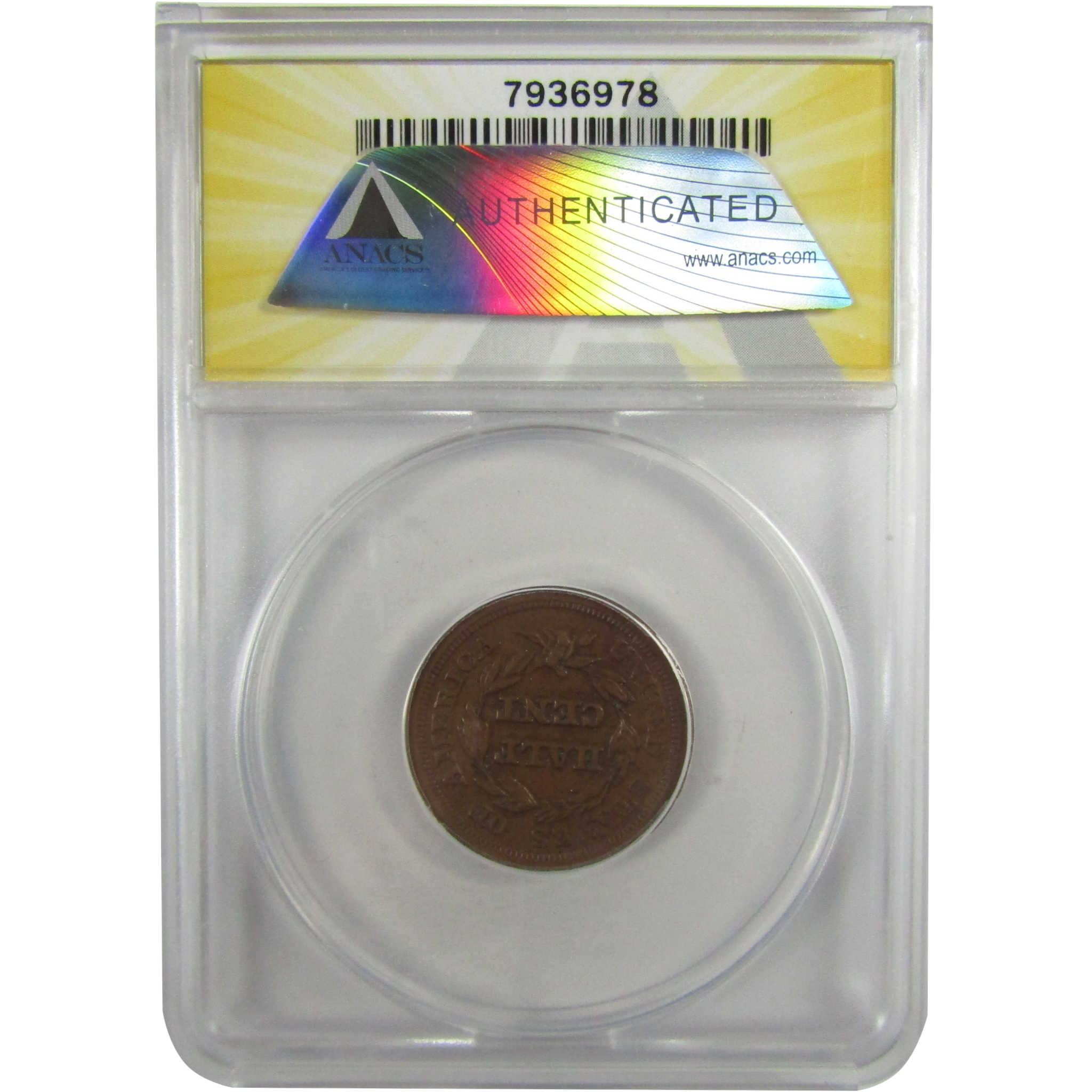 1853 Braided Hair Copper Half Cent AU 53 Details ANACS SKU:I28028