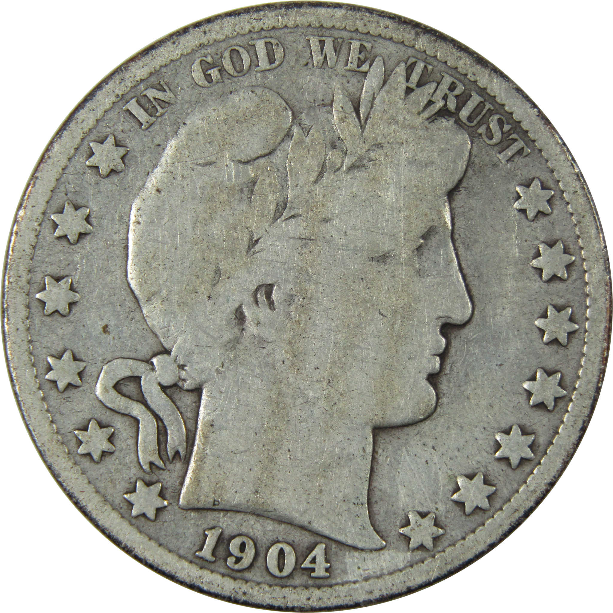 1904 S Barber Half Dollar VG Very Good Silver 50c Coin SKU:I14717