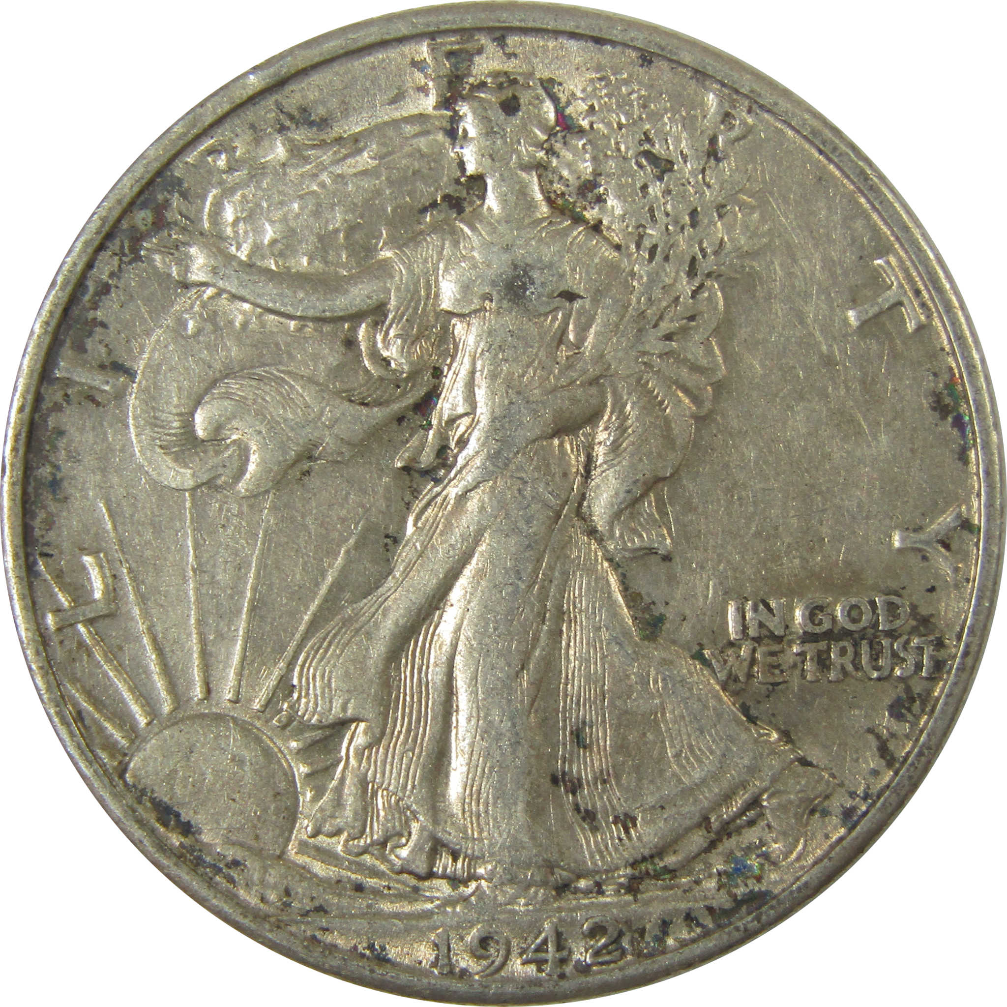 1942 D Liberty Walking Half Dollar XF EF Extremely Fine SKU:CPC0539