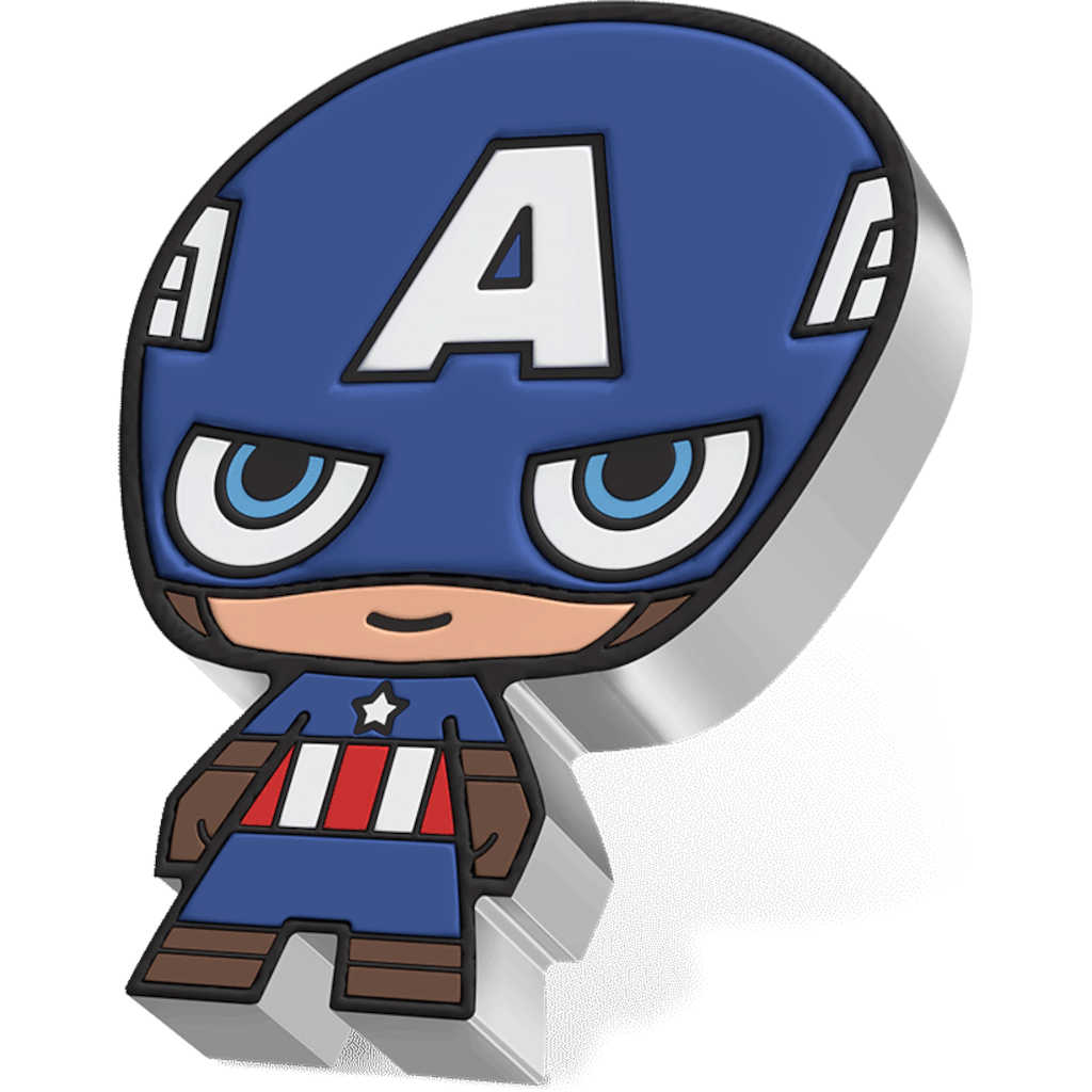 Marvel Captain America Chibi 1 oz .999 Silver $2 Proof COA SKU:OPC154