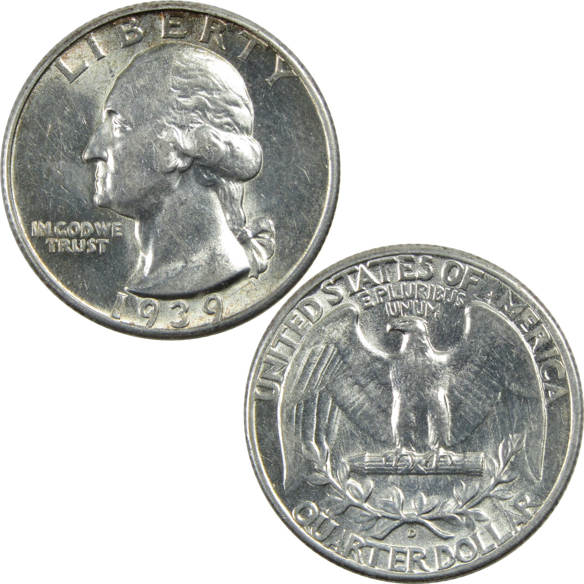 1939 D Washington Quarter AU About Uncirculated Silver 25c SKU:I13622