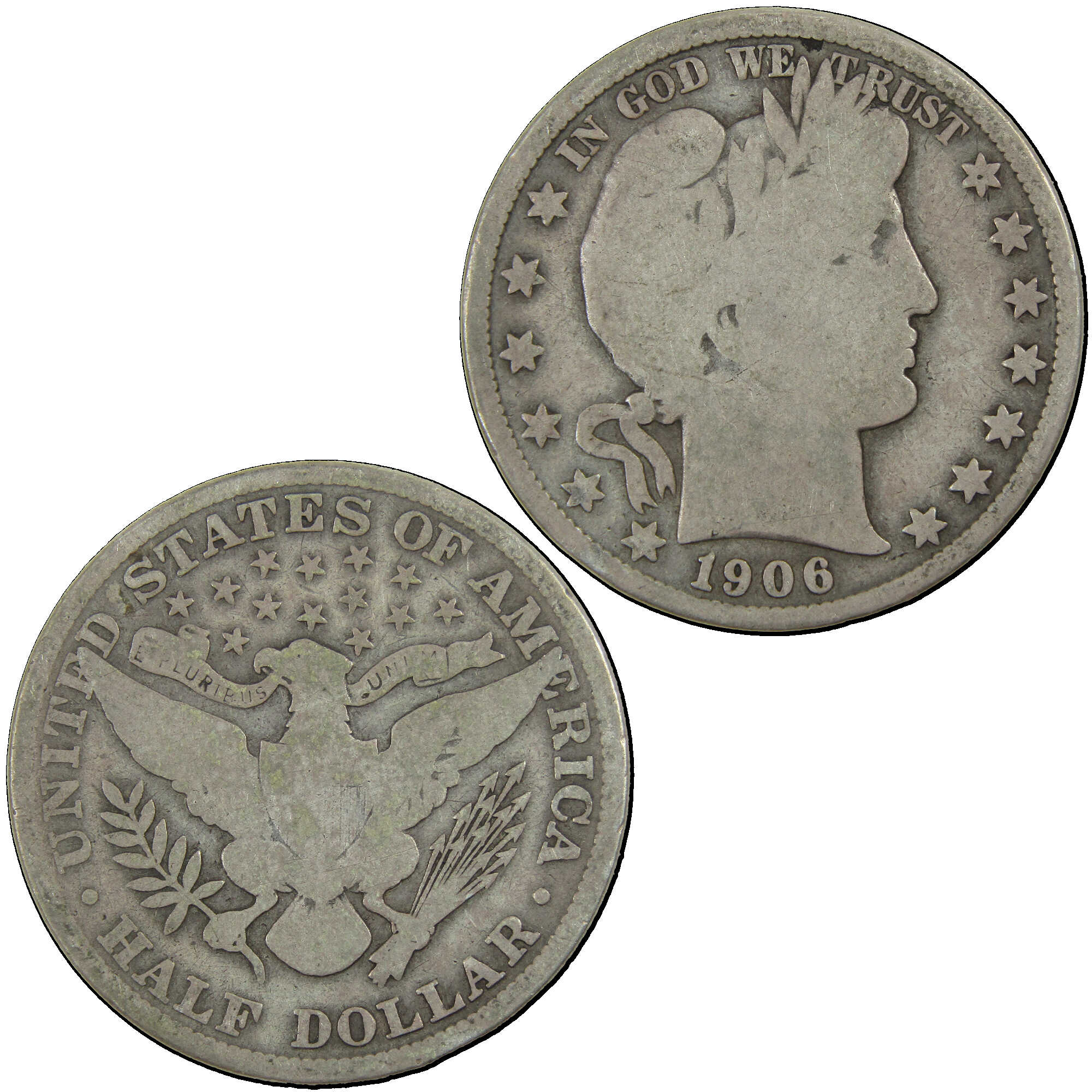 1906 Barber Half Dollar G Good Silver 50c Coin SKU:I12751