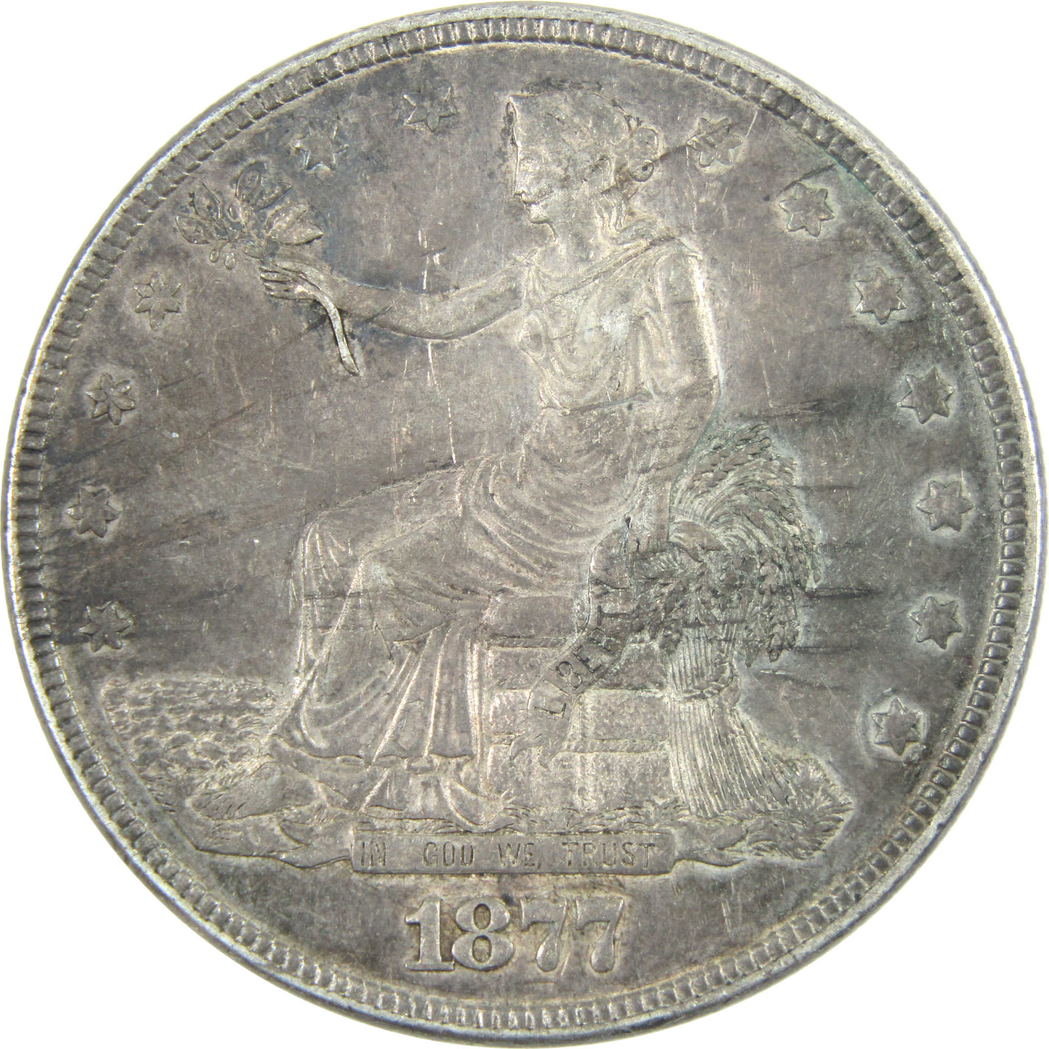 1877 Trade Dollar XF EF Extremely Fine Silver $1 Coin SKU:I14424