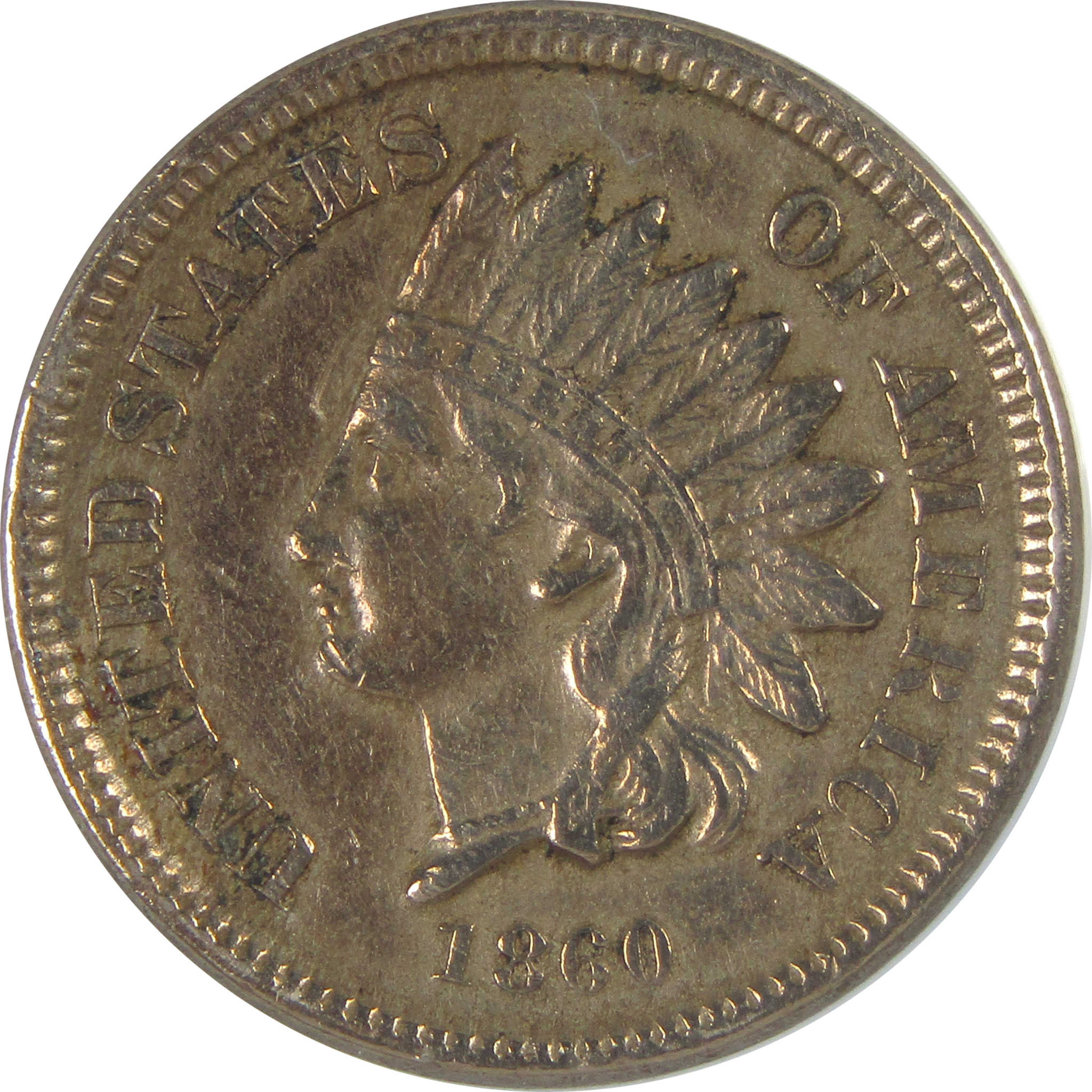 1860 Indian Head Cent AU 55 Details ANACS Copper-Nickel SKU:I16061