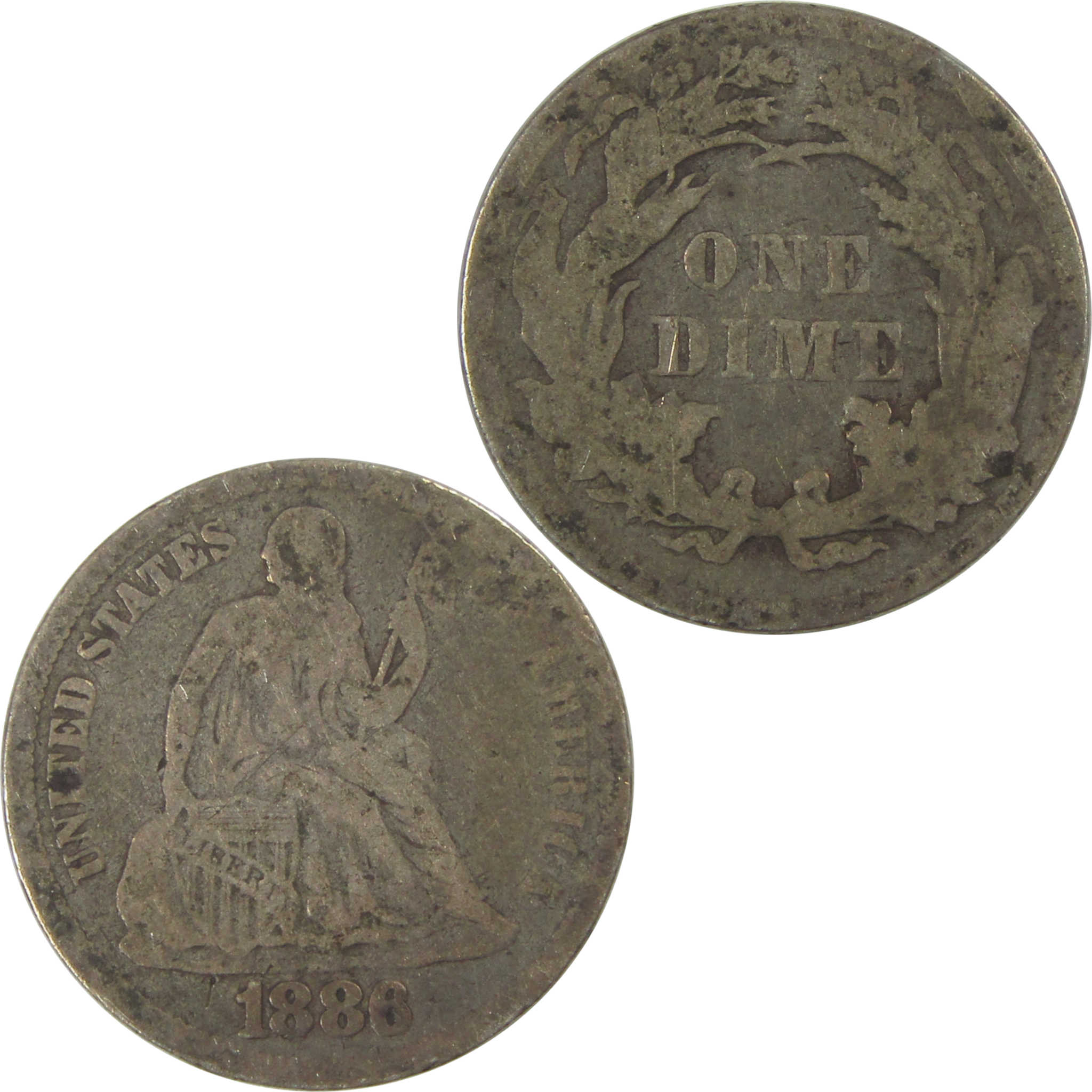 1886 Seated Liberty Dime G Good Silver 10c Coin SKU:CPC0776