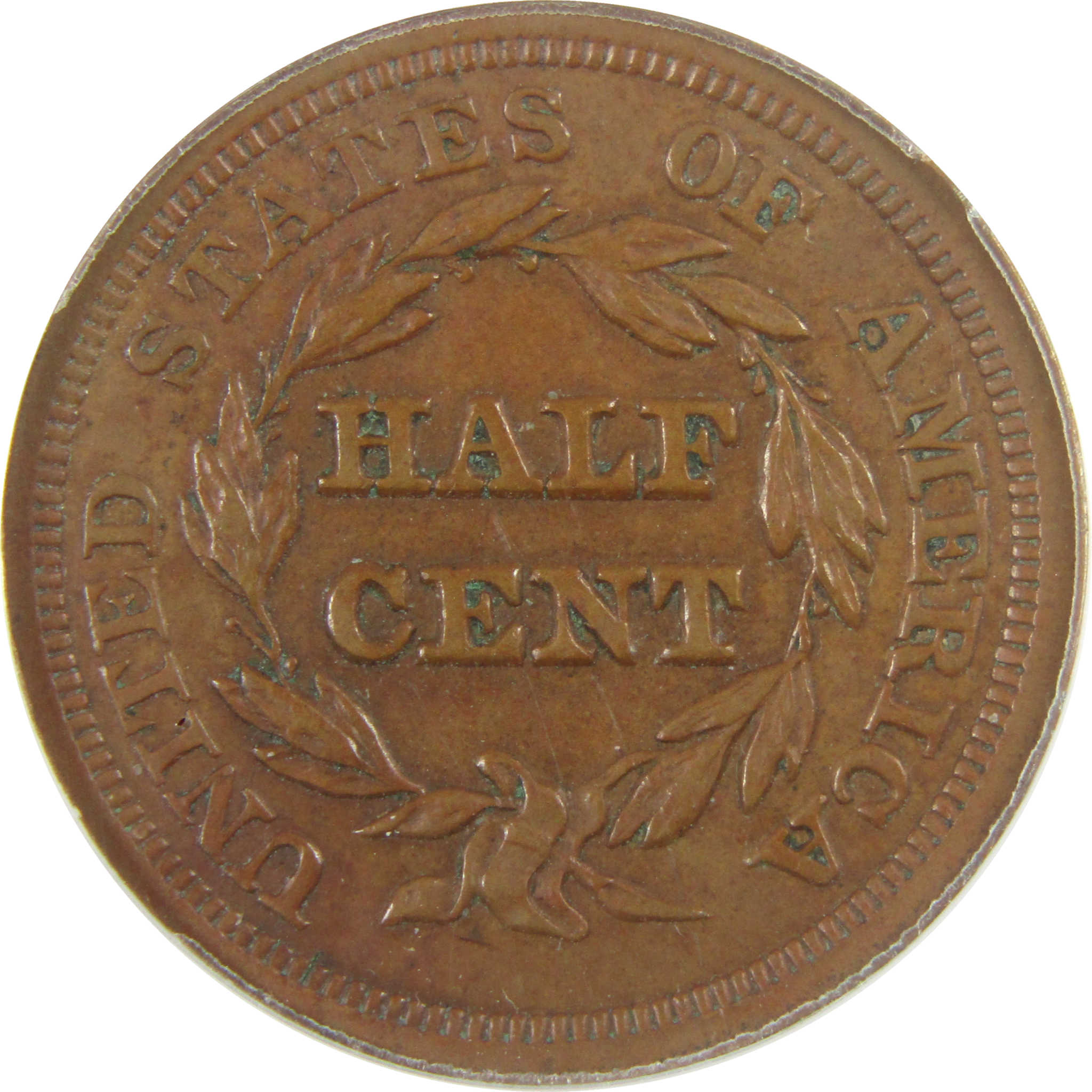 1853 Braided Hair Copper Half Cent AU 53 Details ANACS SKU:I28028