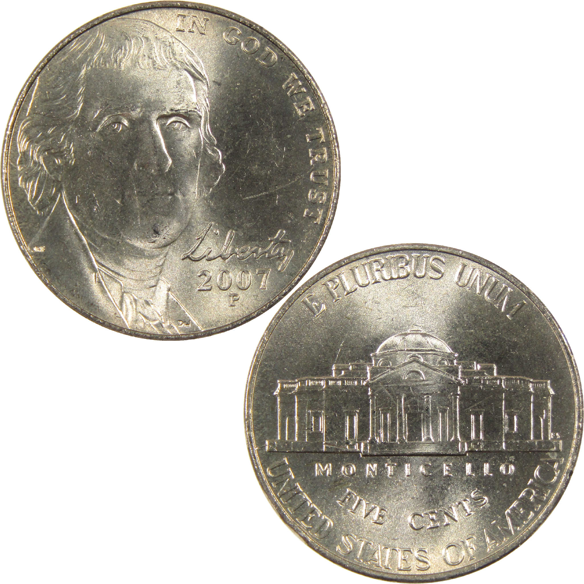2007 P Jefferson Nickel Uncirculated 5c Coin