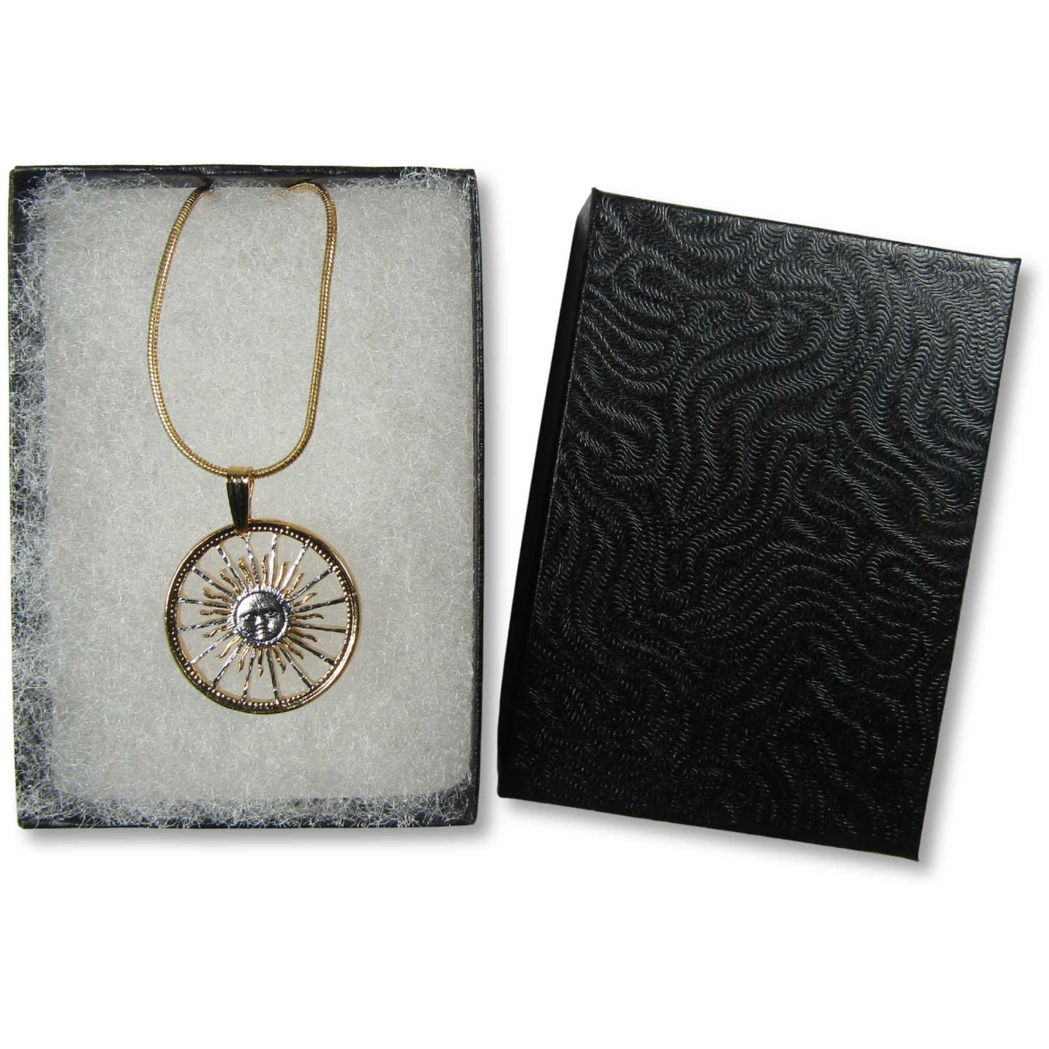 Radiant Sun Face Pendant with Gold-Plated Chain