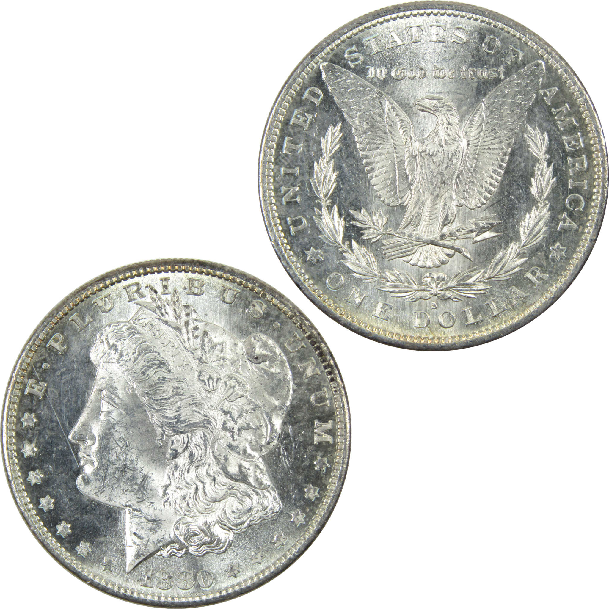 1880 S Morgan Dollar Uncirculated Silver $1 Coin SKU:I14553 - Morgan coin - Morgan silver dollar - Morgan silver dollar for sale - Profile Coins &amp; Collectibles