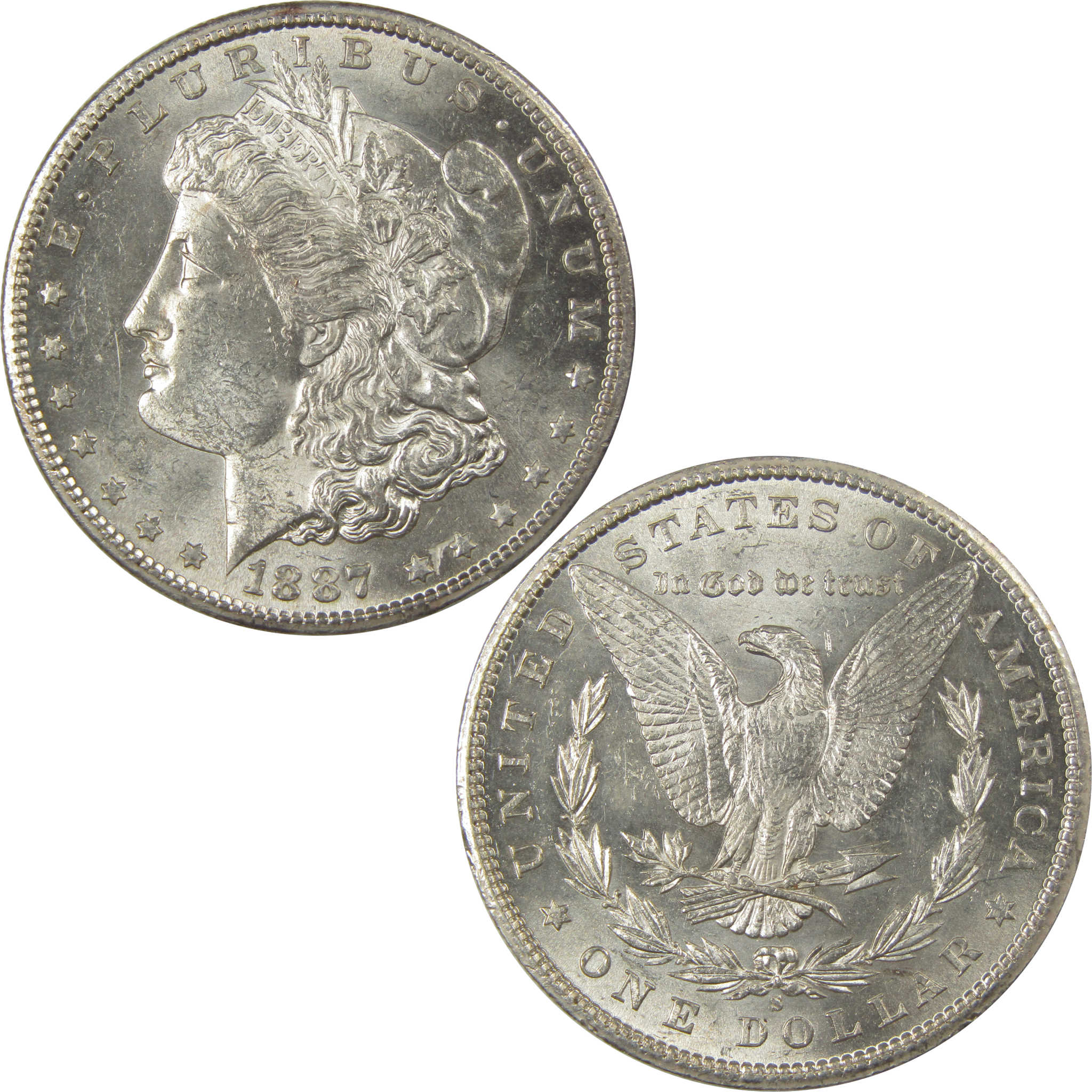 1887 S Morgan Dollar Uncirculated Silver $1 Coin SKU:I21525 - Morgan coin - Morgan silver dollar - Morgan silver dollar for sale - Profile Coins &amp; Collectibles