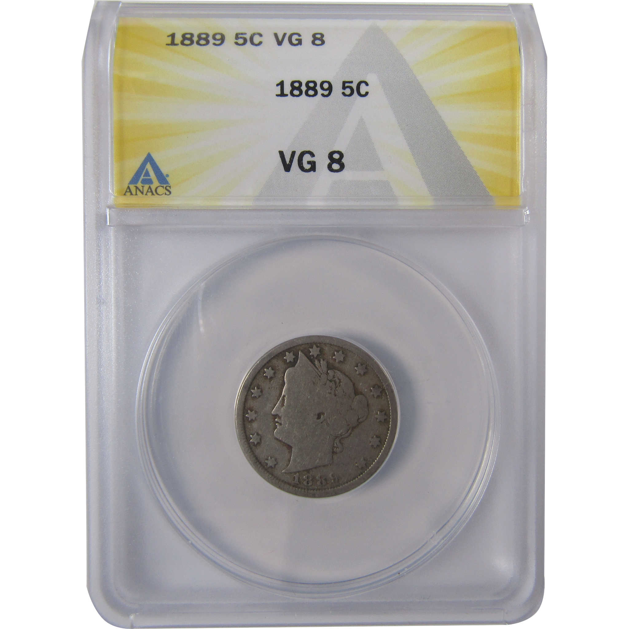 1889 Liberty Head V Nickel VG 8 ANACS 5c Coin SKU:I17455