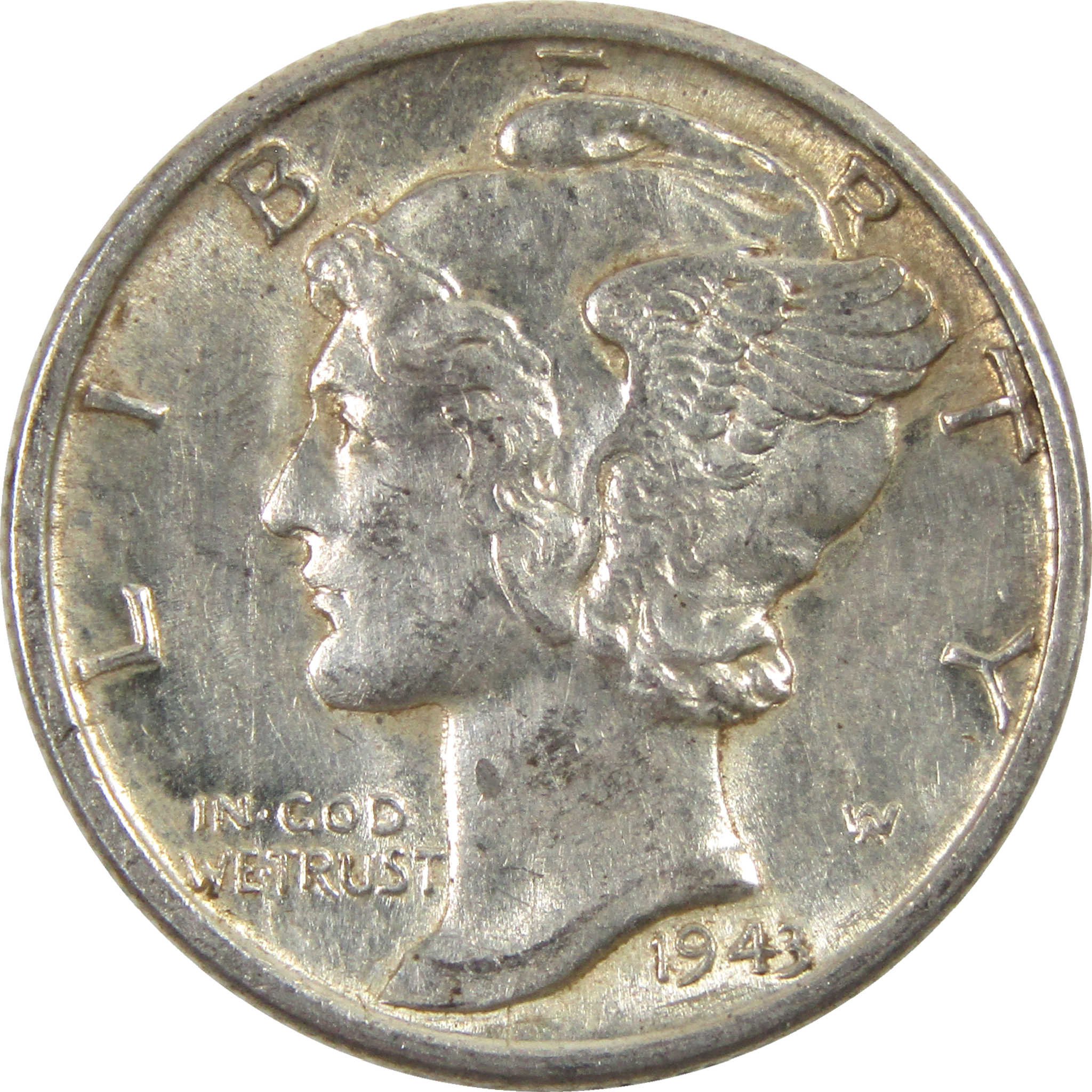 1943 D Mercury Dime AU About Uncirculated Silver 10c Coin