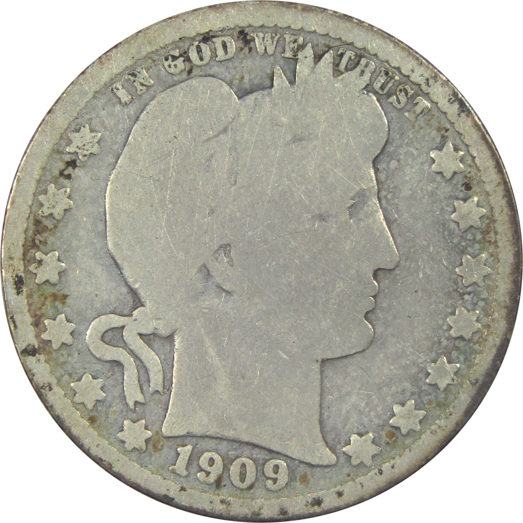 1909 O Barber Quarter G Good Silver 25c Coin SKU:I15553