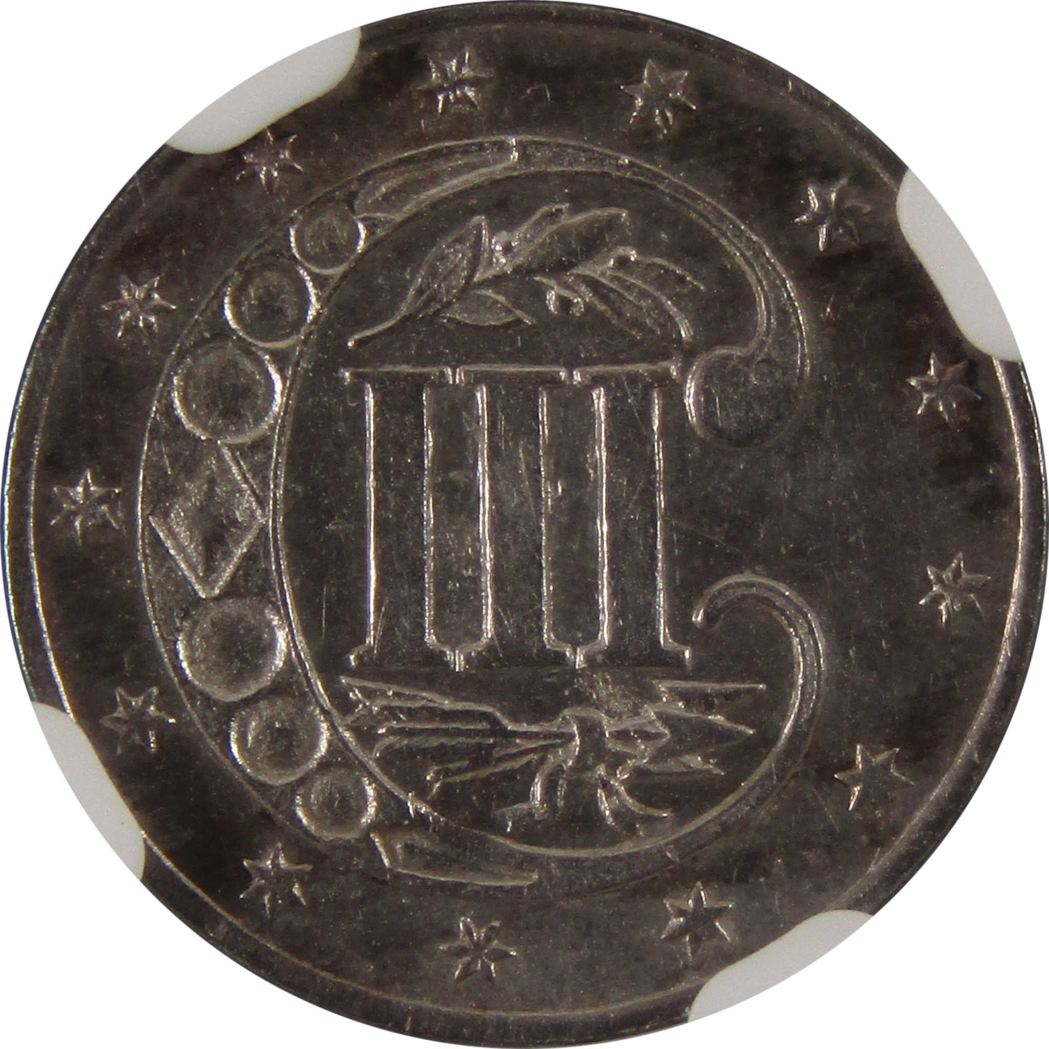 1861 Three Cent Piece Unc Details NGC 90% Silver Trime 3c SKU:I8034