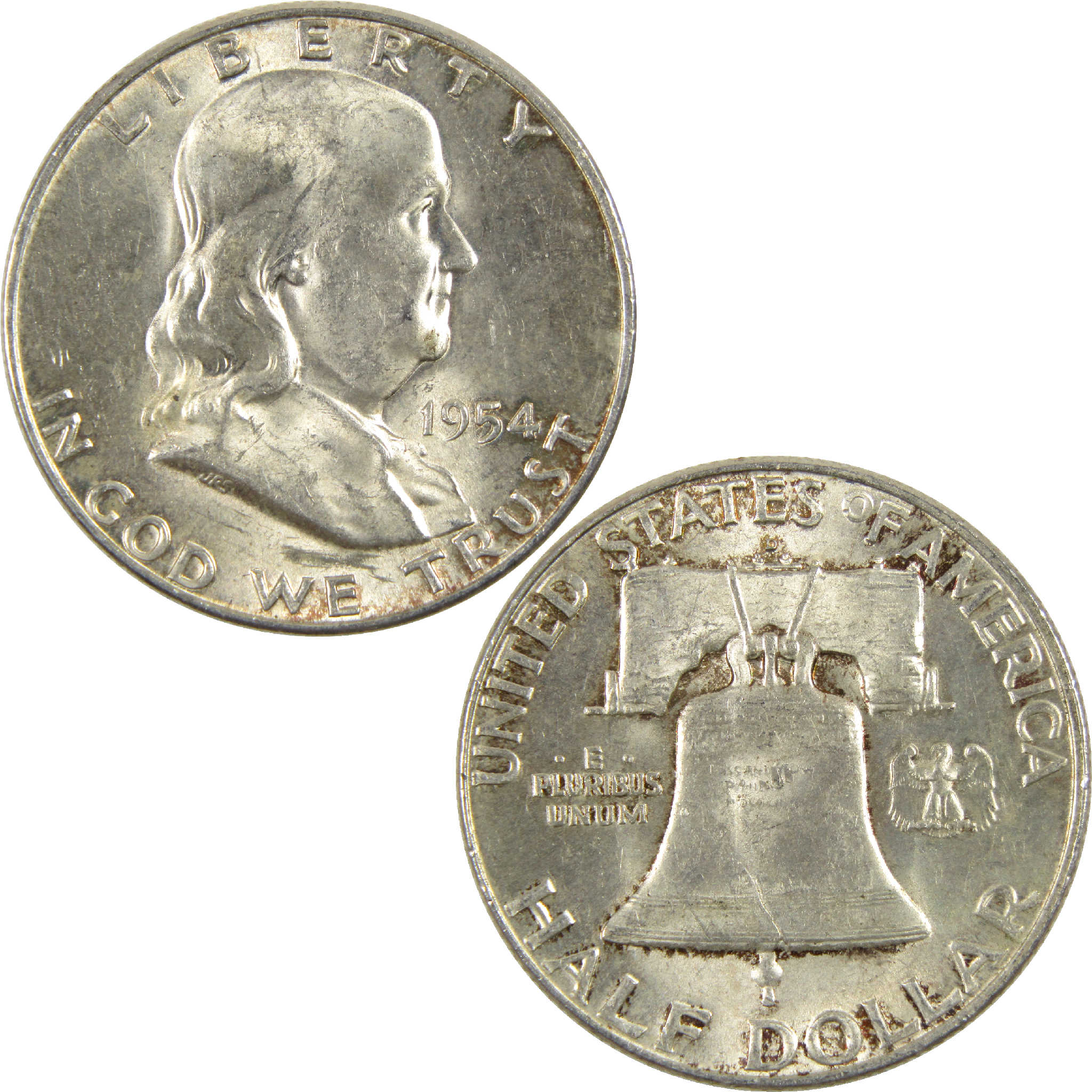 1954 D Franklin Half Dollar AU About Uncirculated Silver 50c Coin