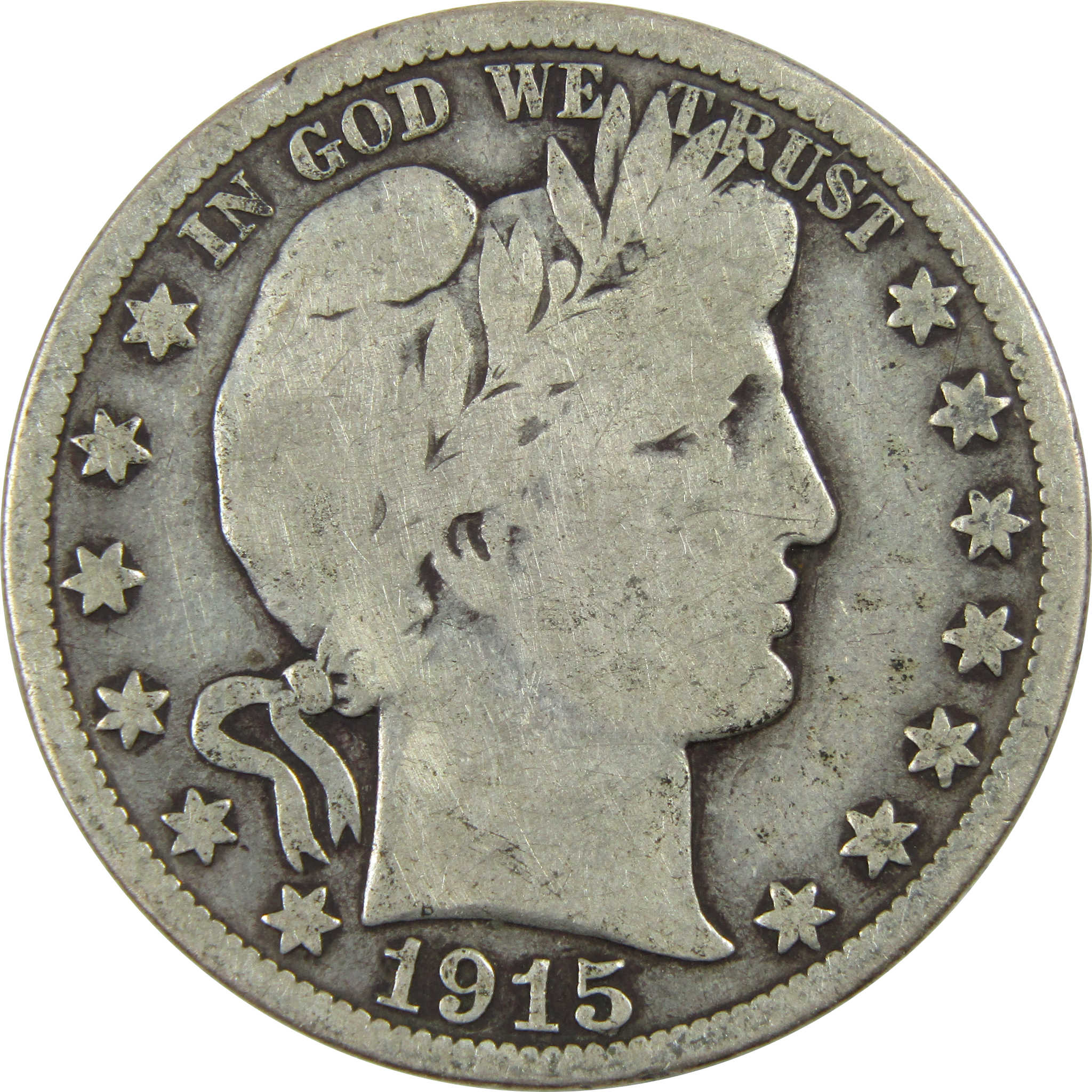 1915 S Barber Half Dollar VG Very Good Silver 50c Coin SKU:I13020