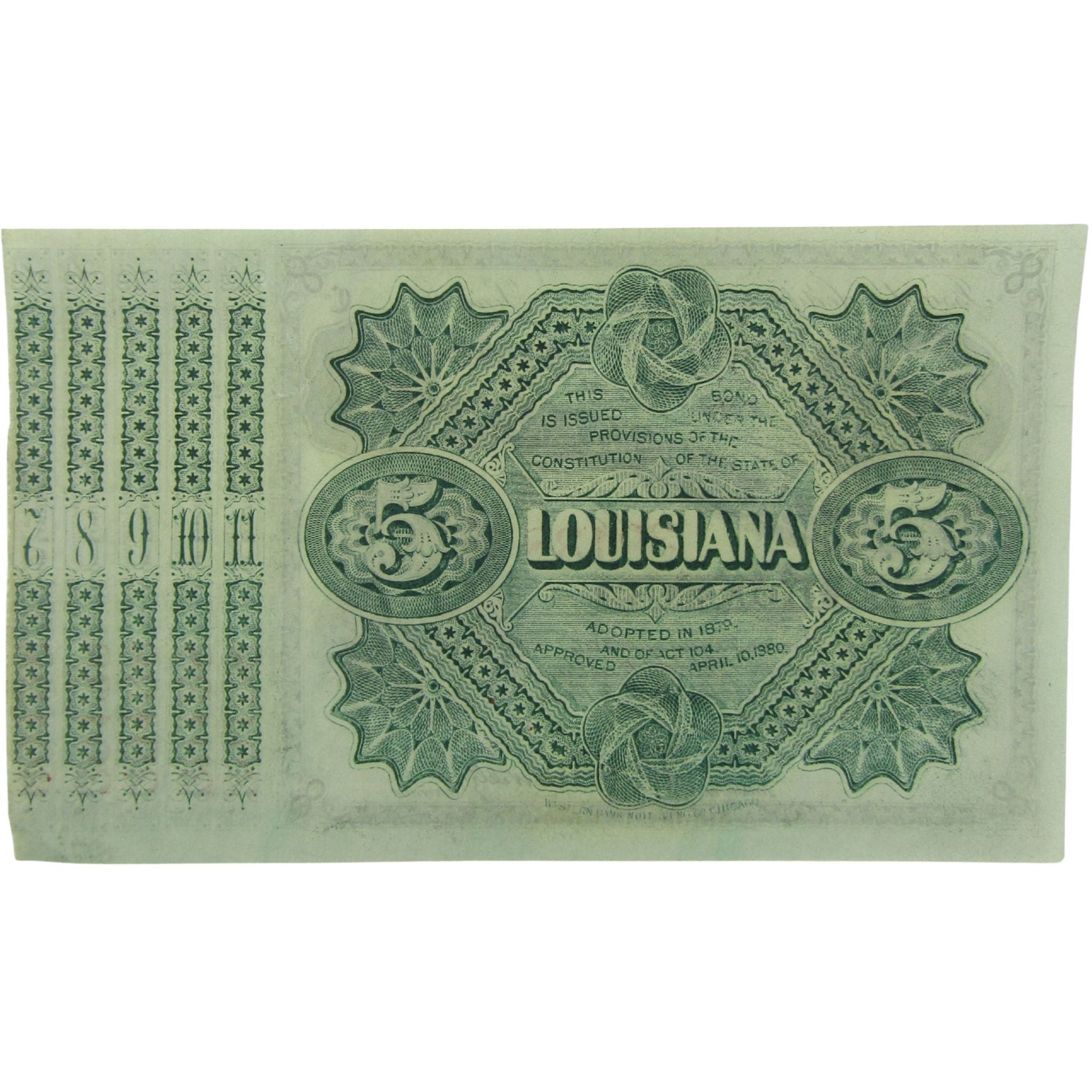 $5 Louisiana Interest Bearing Baby Bond Note Circulated SKU:I26000