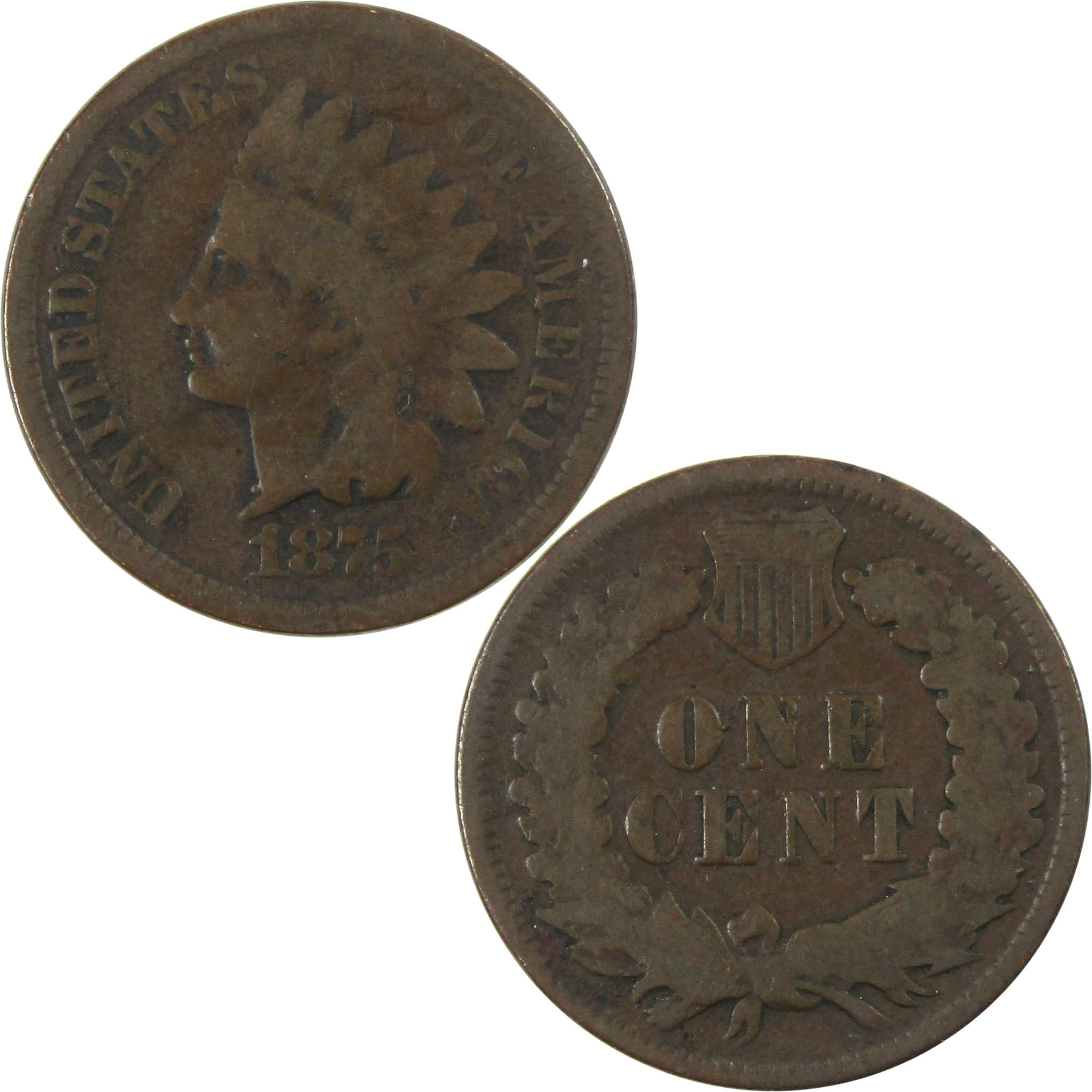 1875 Indian Head Cent AG About Good Penny 1c Coin SKU:I13892