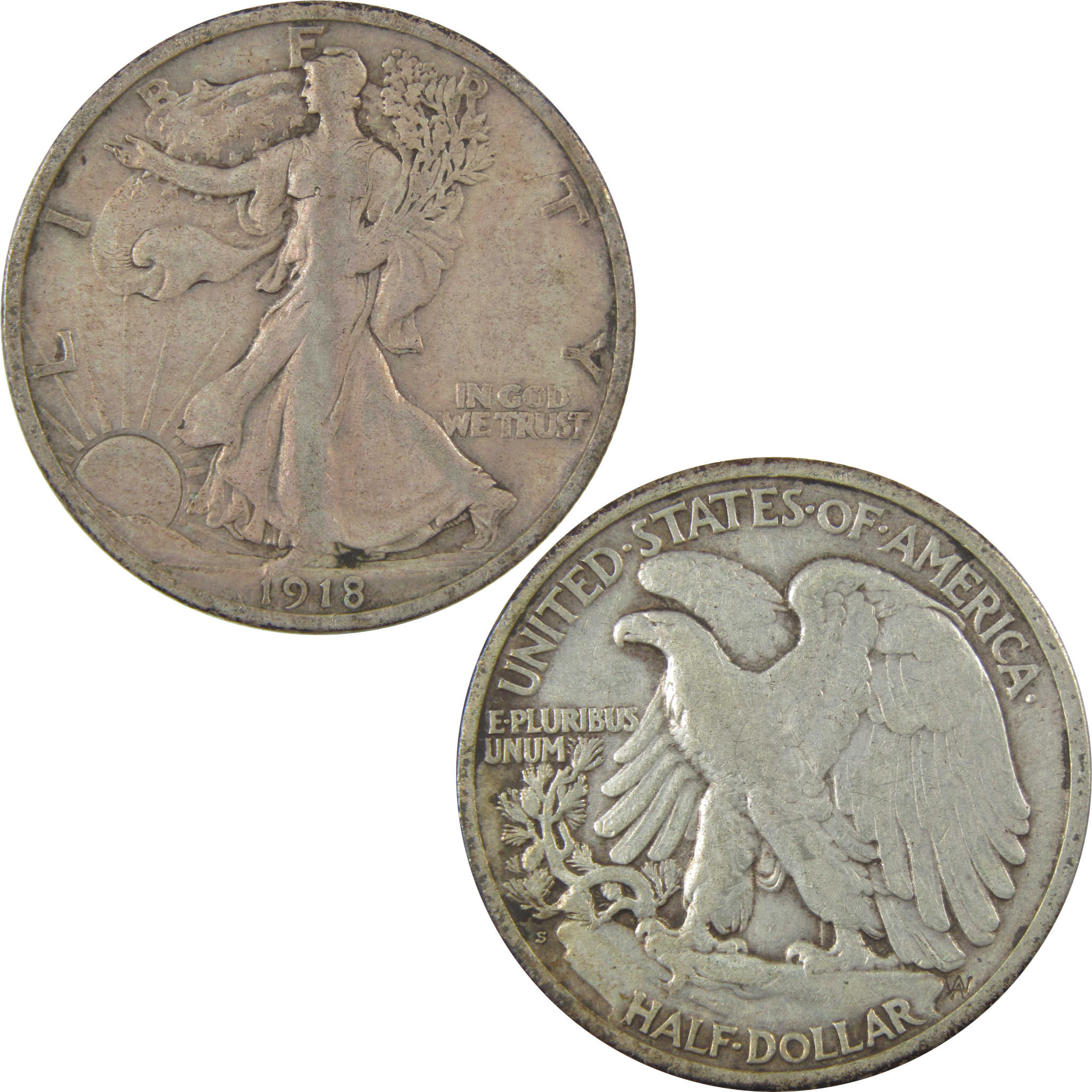 1918 S Liberty Walking Silver Half Dollar VF Very Fine Coin SKU:I24118