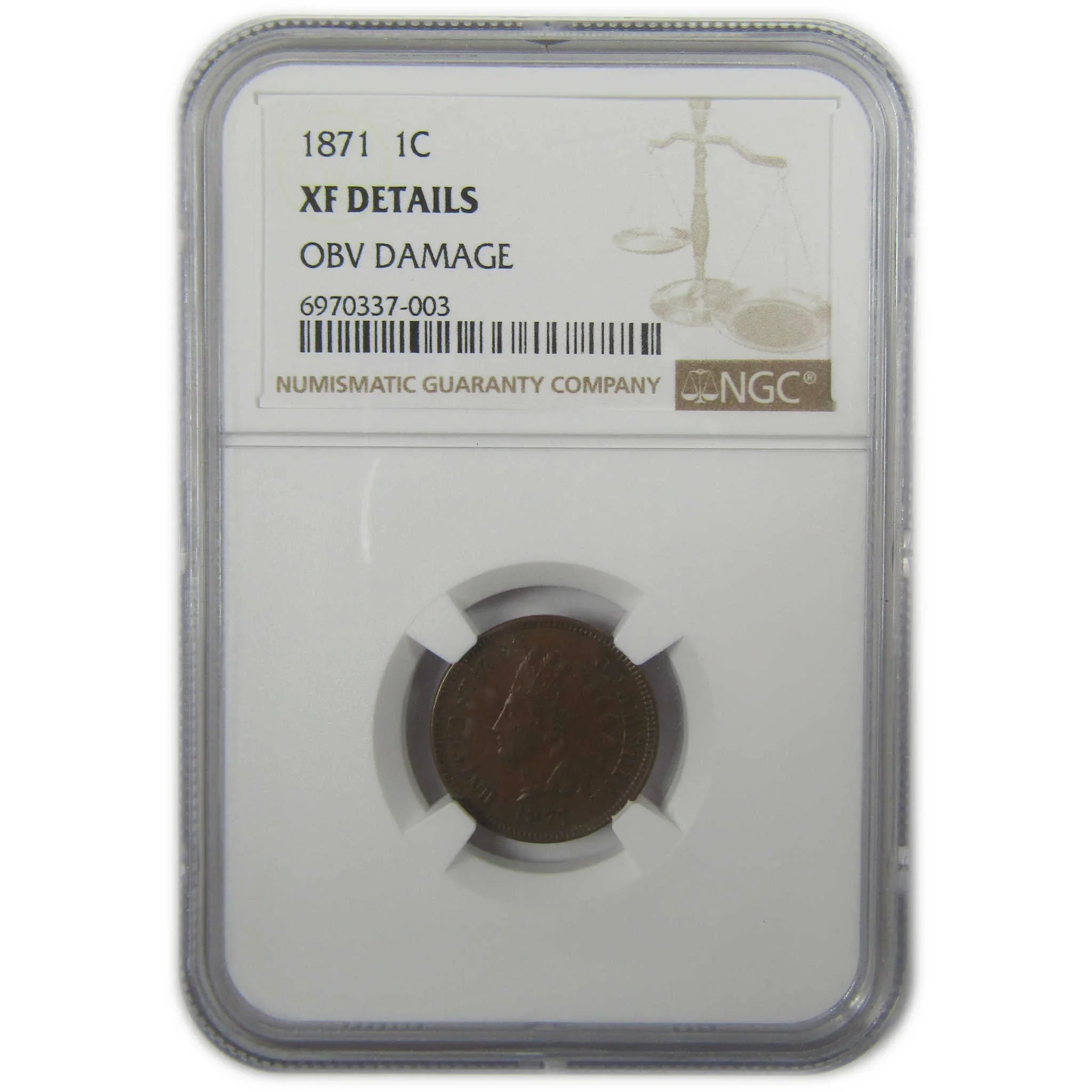 1871 Indian Head Cent XF Details NGC Penny 1c Coin SKU:I24896