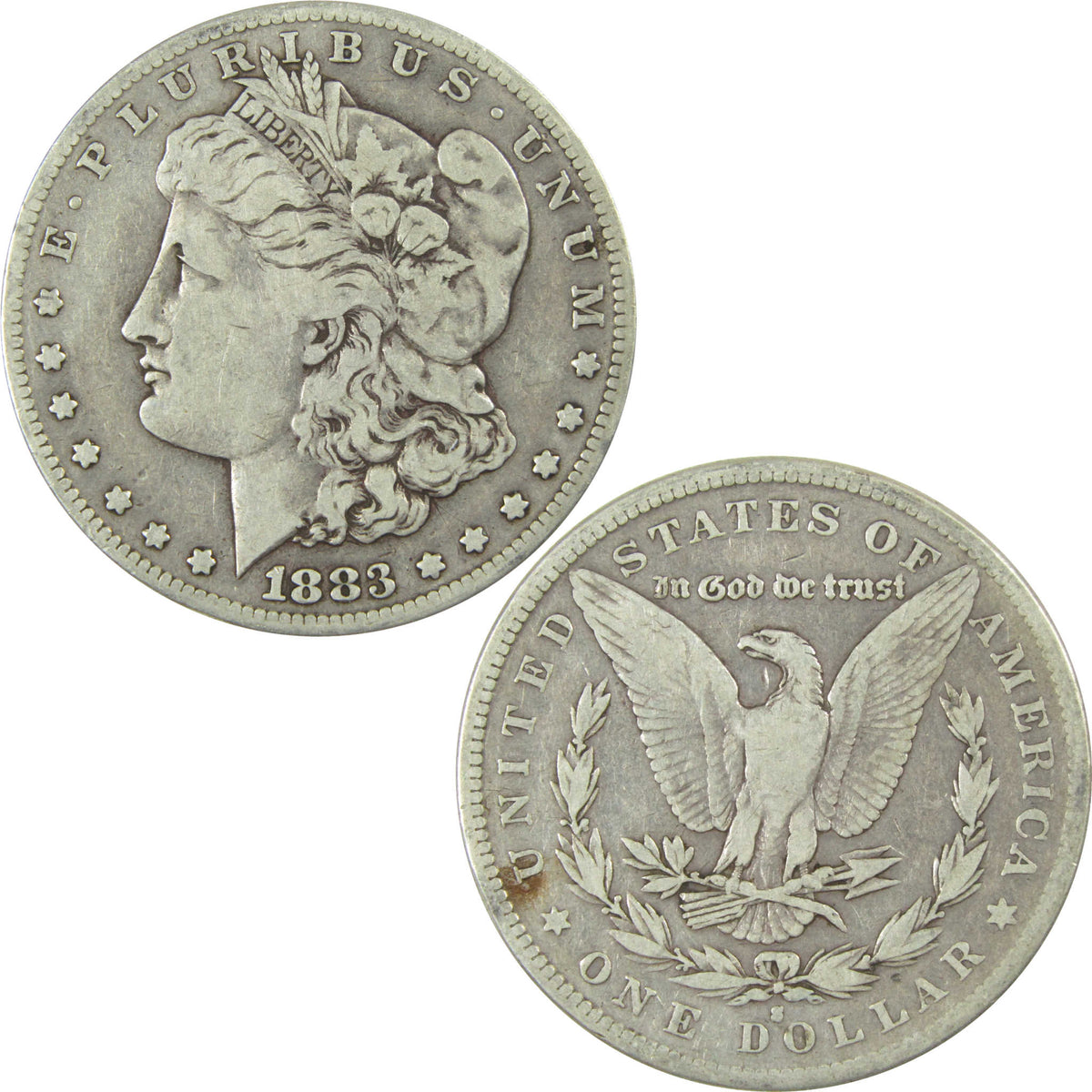 1883 S Morgan Silver Dollar F Fine $1 Coin Collectible SKU:I28613