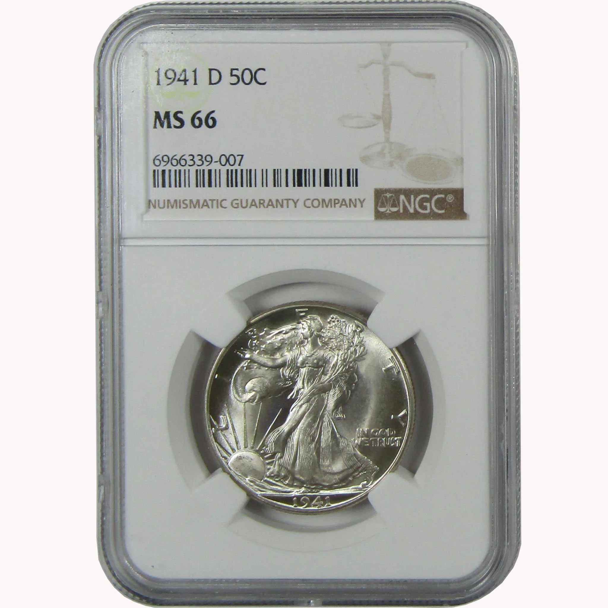 1941 D Liberty Walking Silver Half Dollar MS 66 NGC Uncirculated