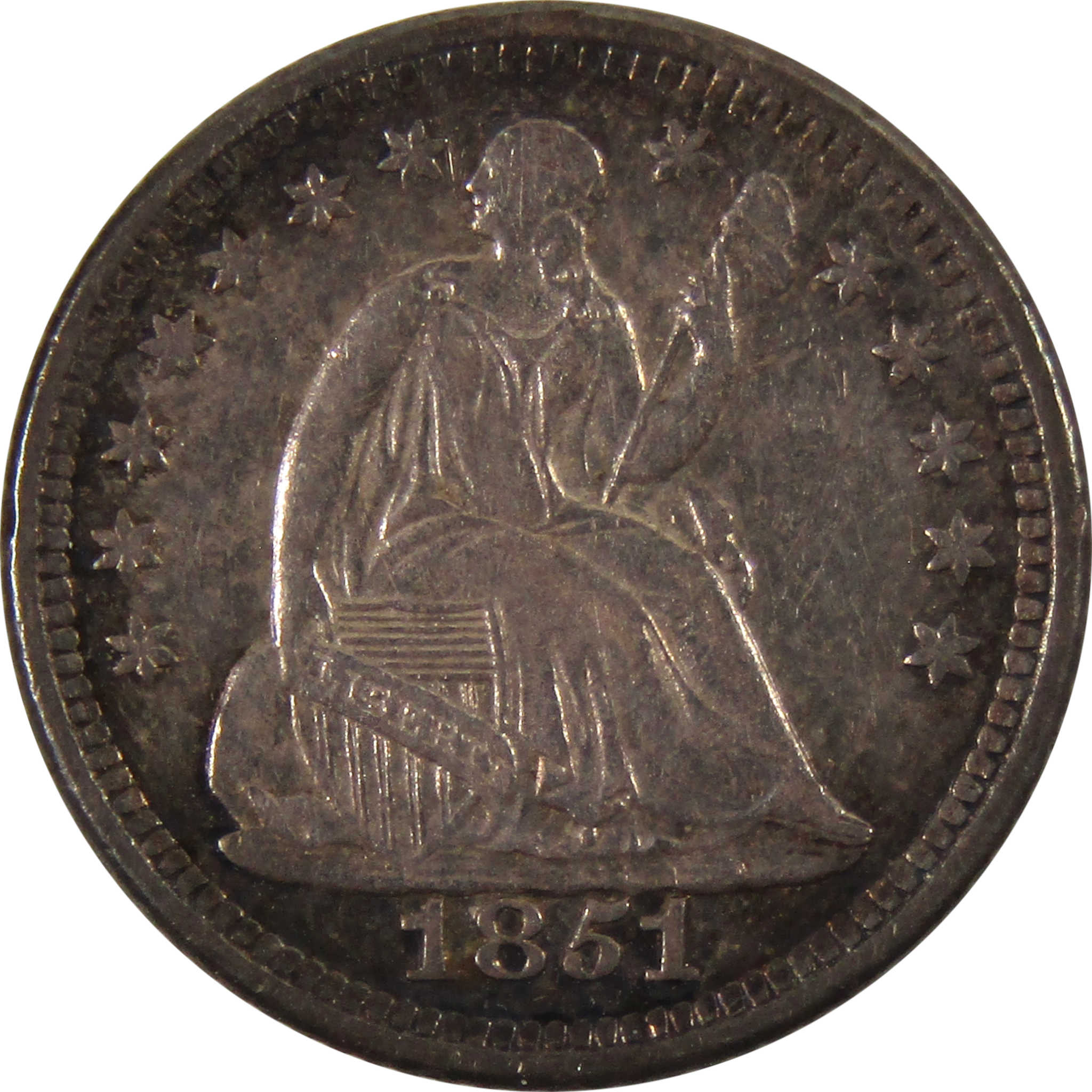 1851 O Seated Liberty Half Dime About Unc 90% Silver SKU:I10060