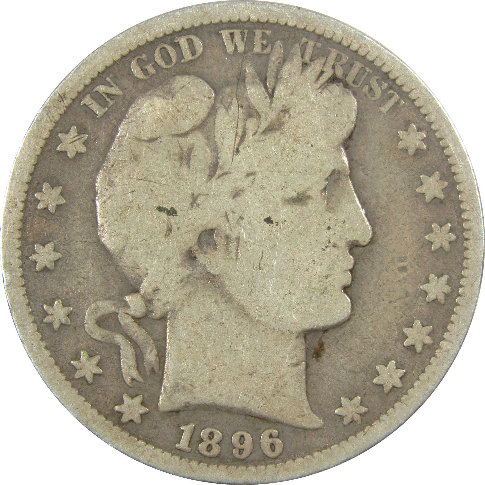 1896 S Barber Silver Half Dollar VG Very Good 50c Coin SKU:I24973