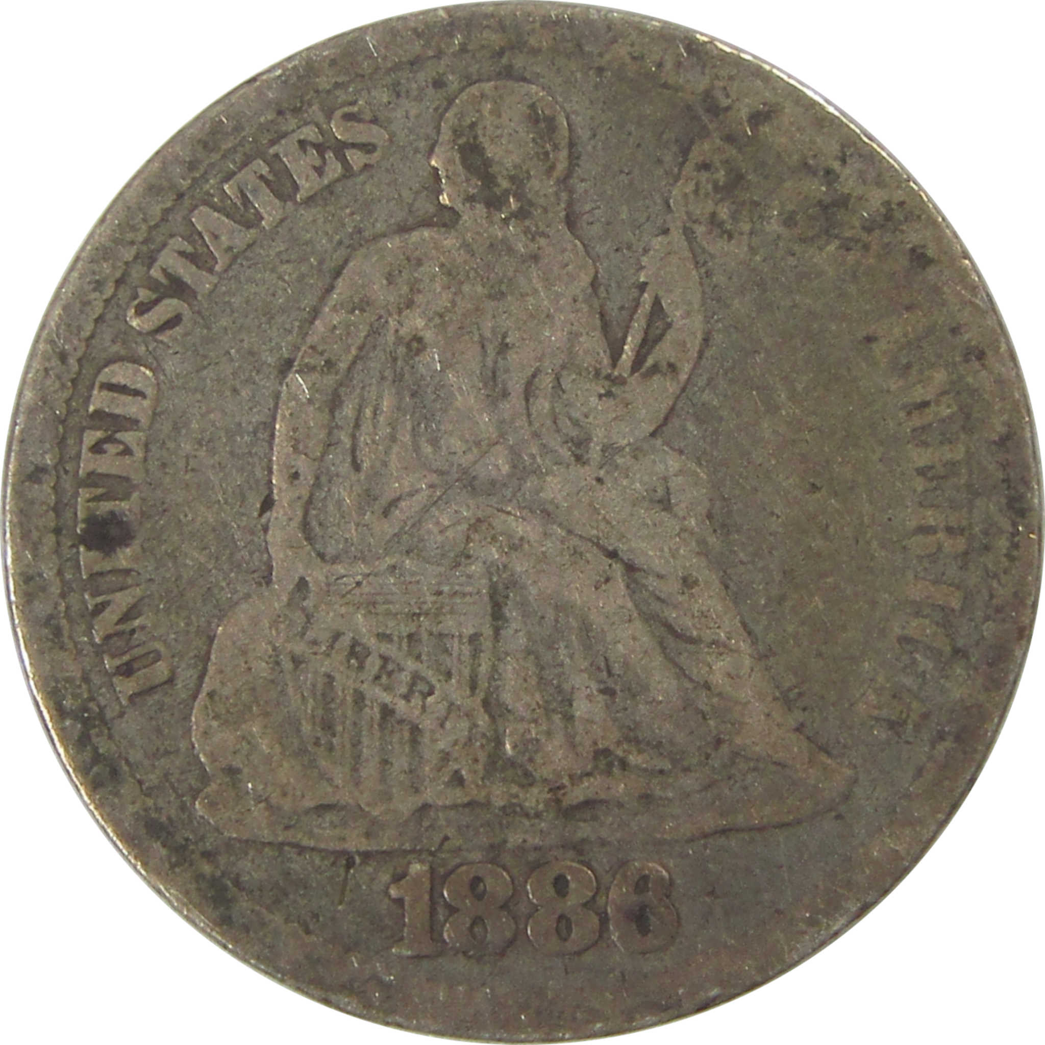 1886 Seated Liberty Dime G Good Silver 10c Coin SKU:CPC0776