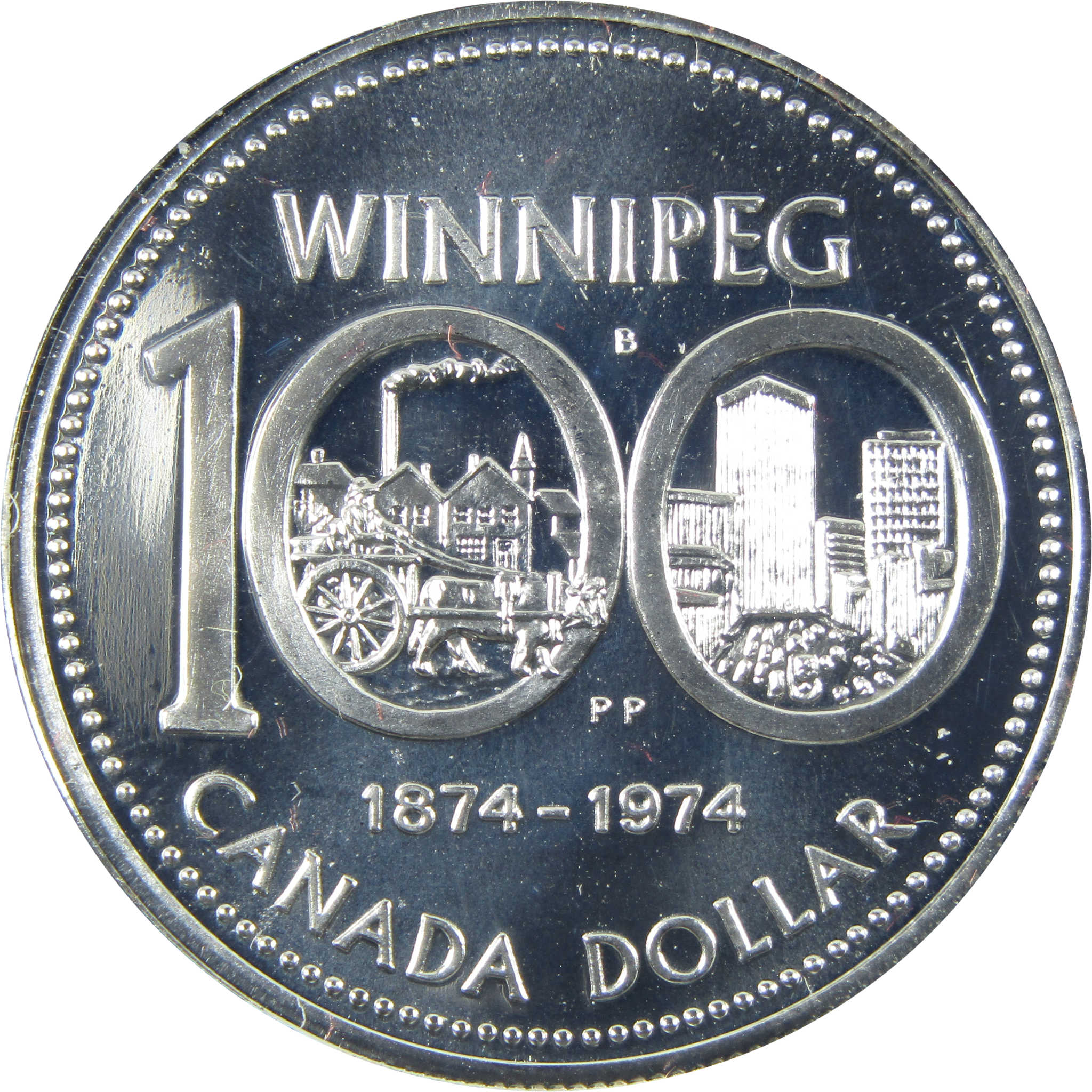 1974 Canadian Winnipeg Centennial Dollar Silver $1 Coin SKU:CPC7785