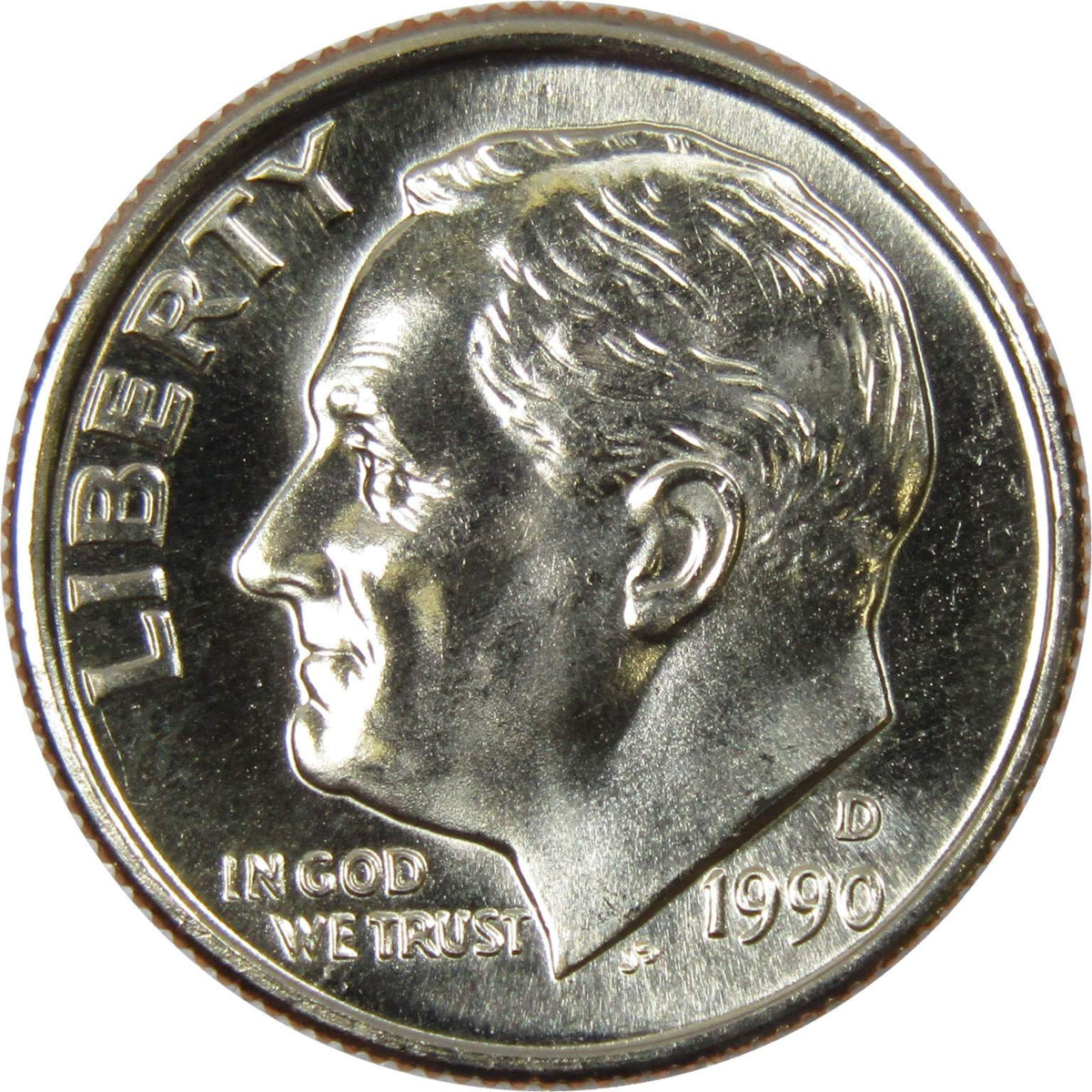 1990 D Roosevelt Dime Clad Uncirculated Mint State 10c Coin