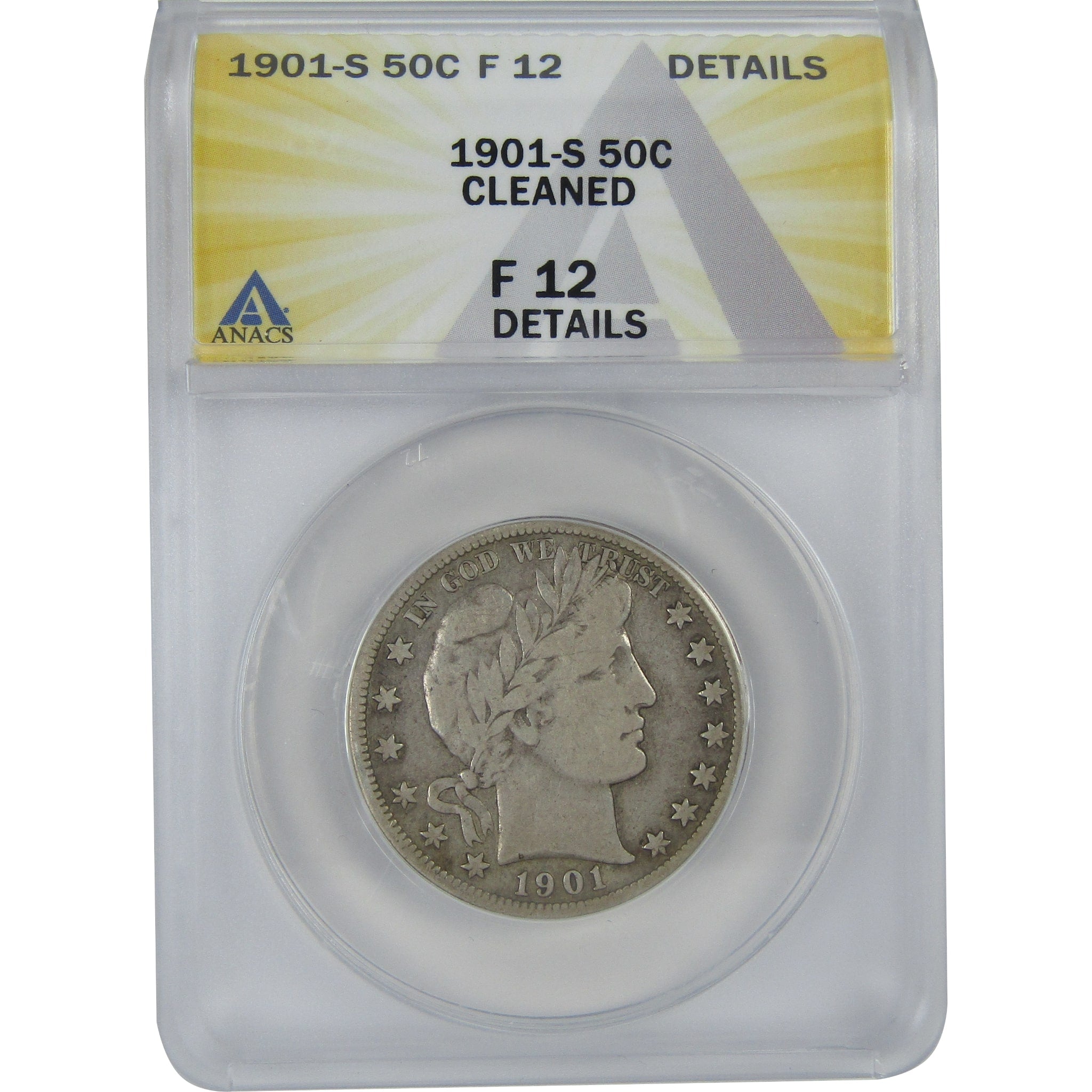 1901 S Barber Half Dollar F 12 Details ANACS Silver 50c SKU:I16170