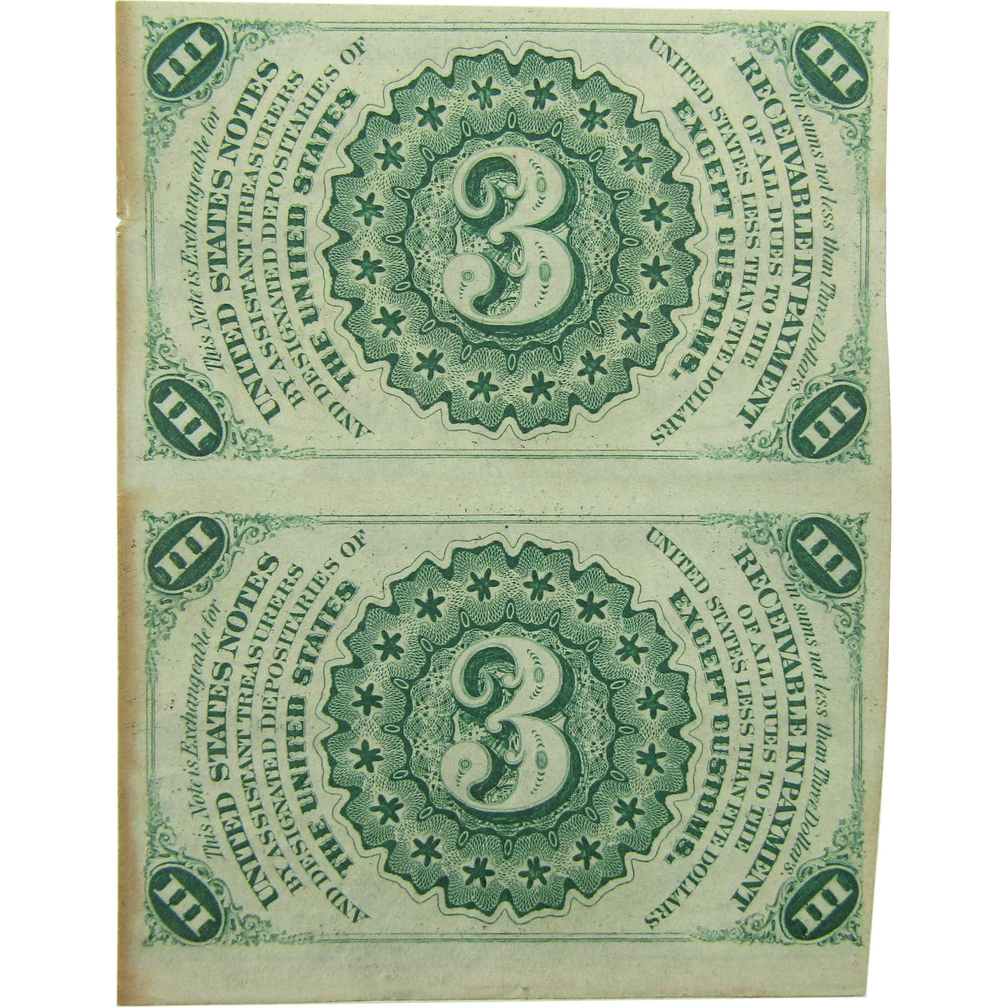 3c Fractional Notes Third Issue Fr 1226 Uncirculated Pair SKU:I26014