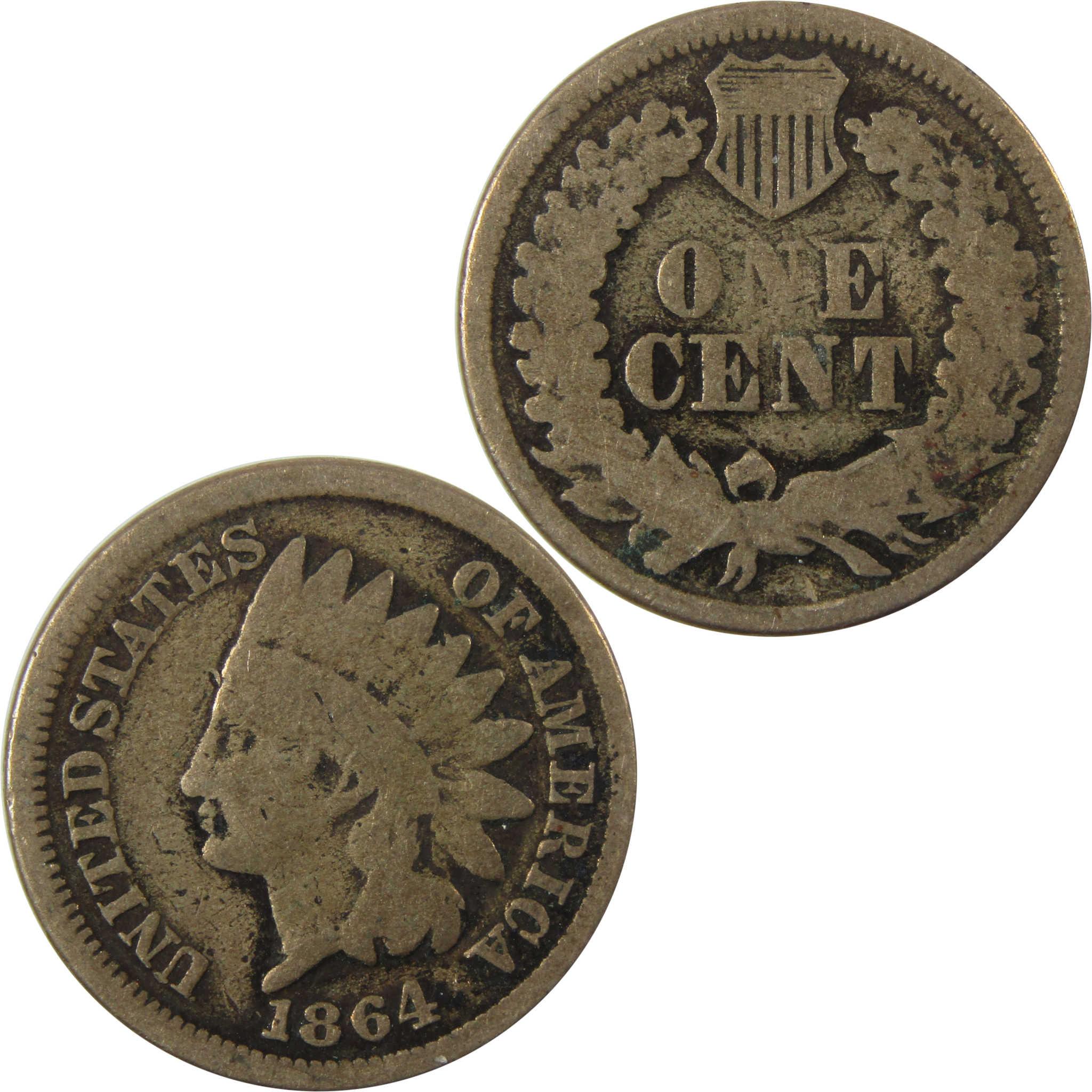 1864 Indian Head Copper-Nickel Cent G Good Details Penny SKU:CP1306