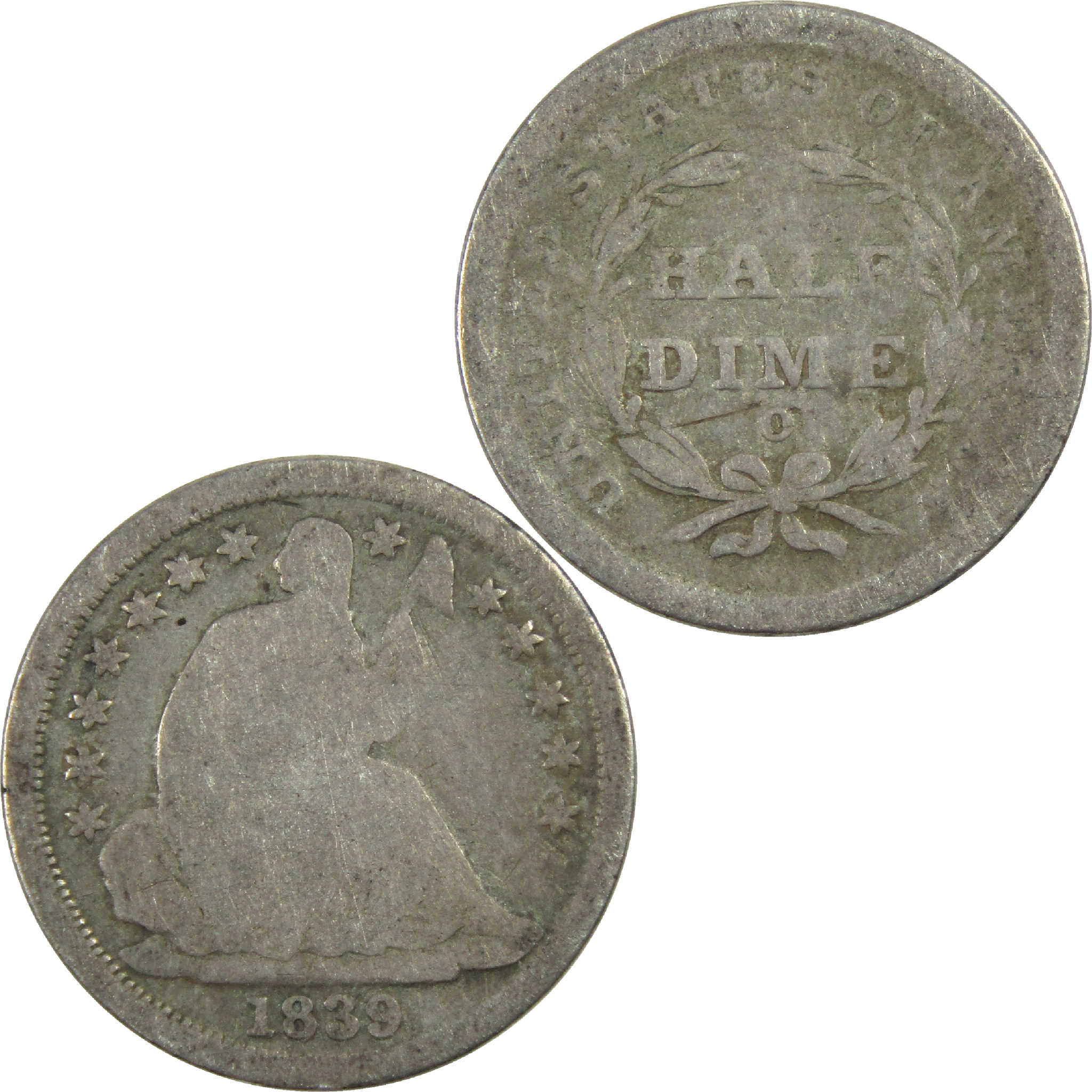 1839 O Seated Liberty Half Dime AG About Good Silver 5c SKU:I12255