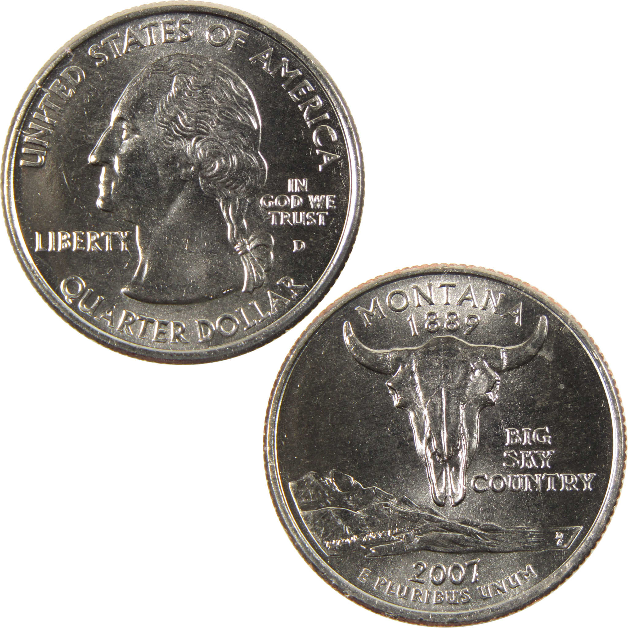 2007 D Montana State Quarter BU Uncirculated Clad 25c Coin