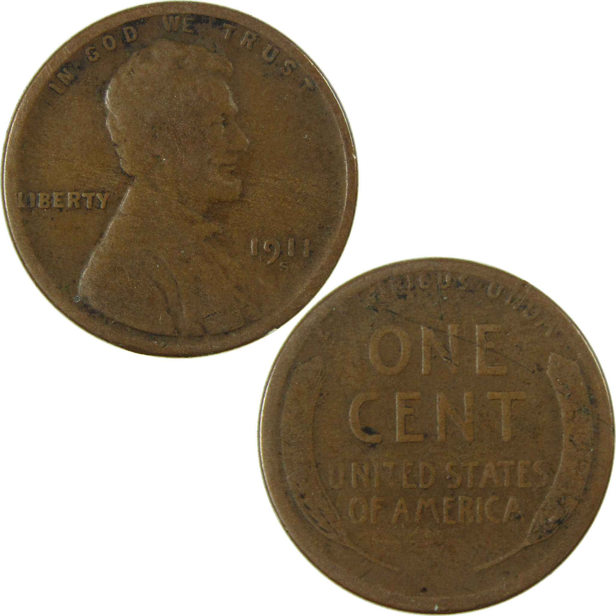 1911 S Lincoln Wheat Cent G Good Details Penny 1c Coin SKU:I27506