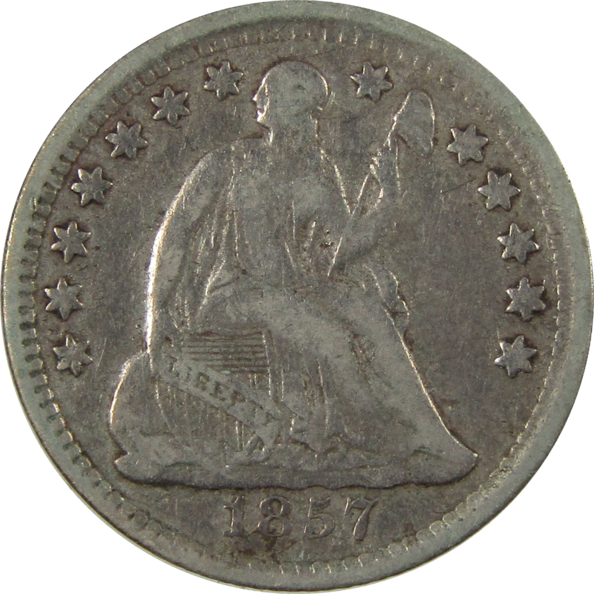 1857 Seated Liberty Silver Half Dime VF Very Fine 5c Coin SKU:CP1587