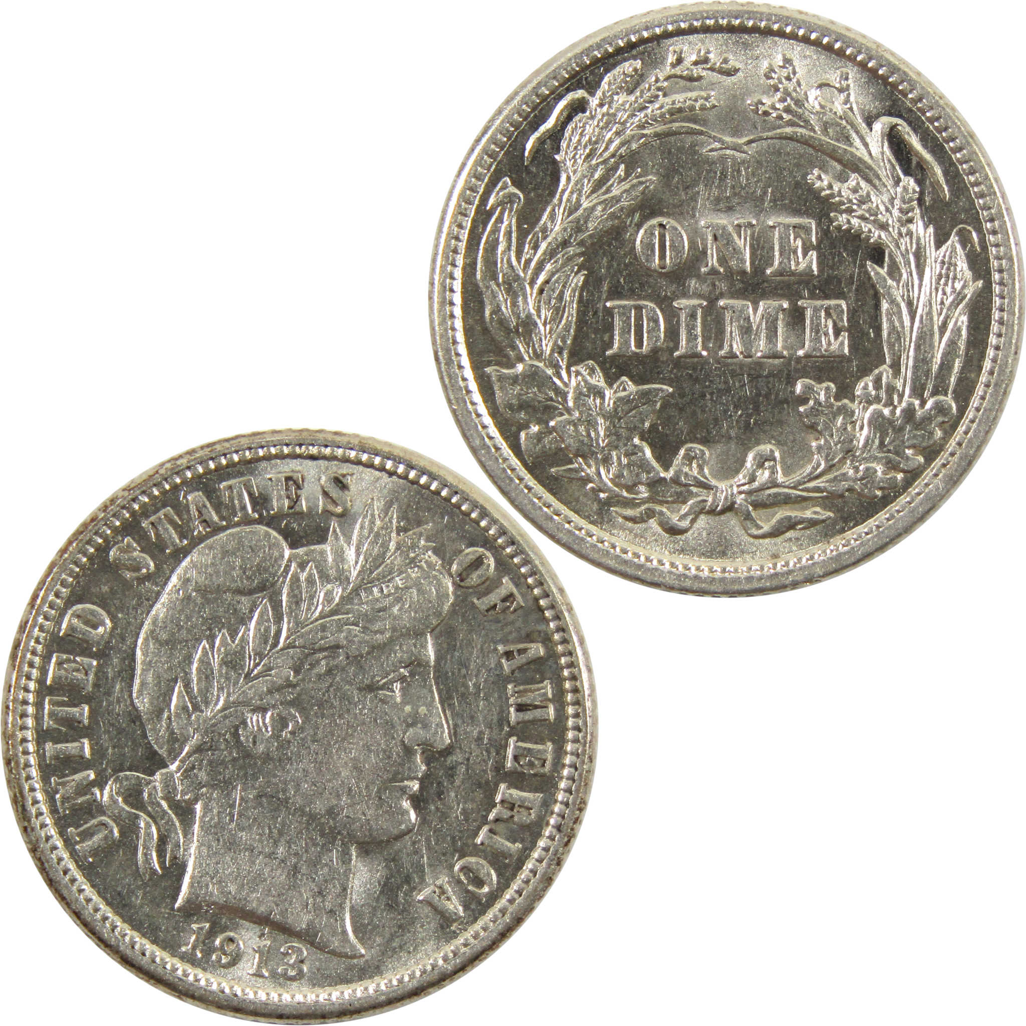 1913 Barber Dime Borderline Uncirculated 90% Silver 10c SKU:I10692