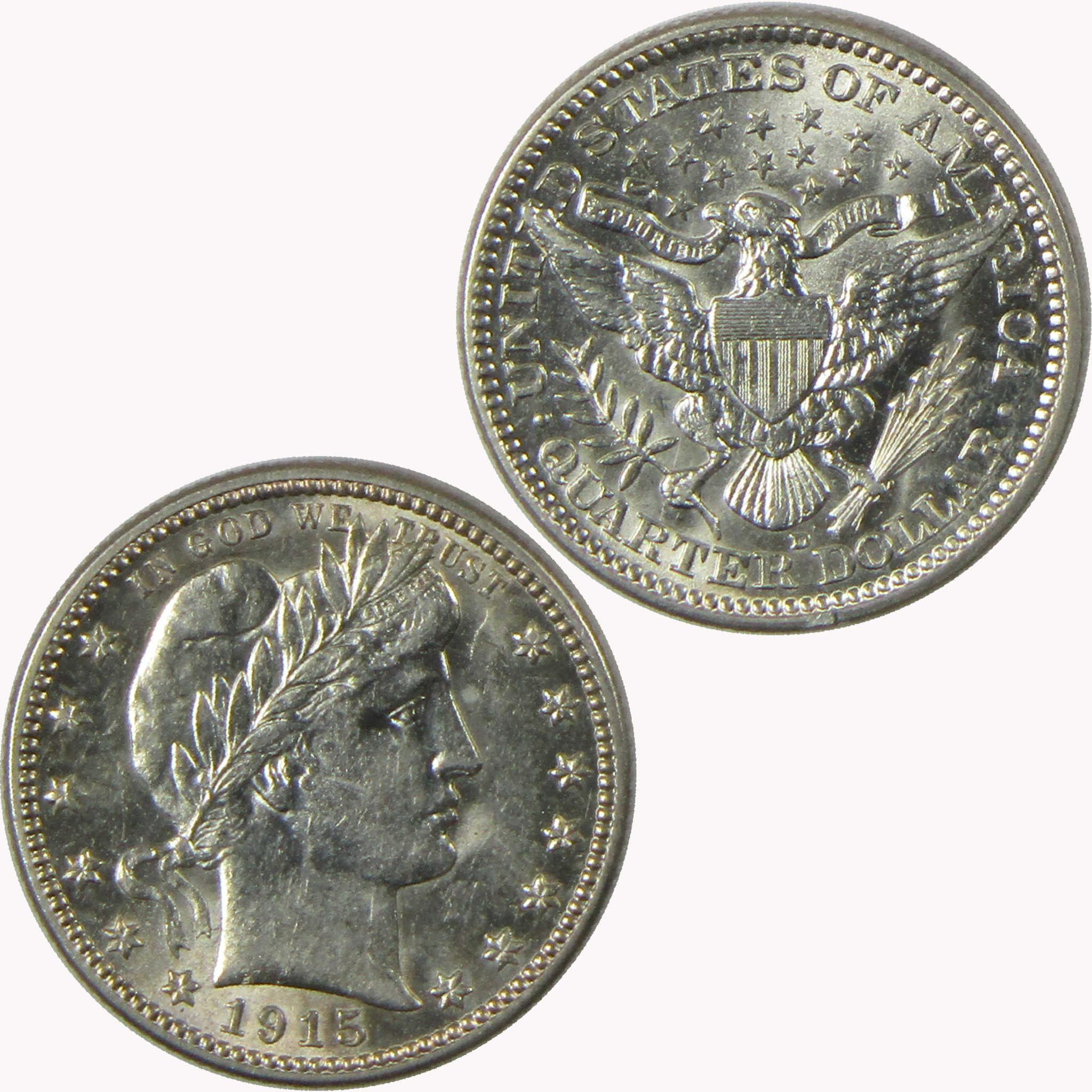 1915 D Barber Silver Quarter CH AU Choice About Uncirculated 25c Coin