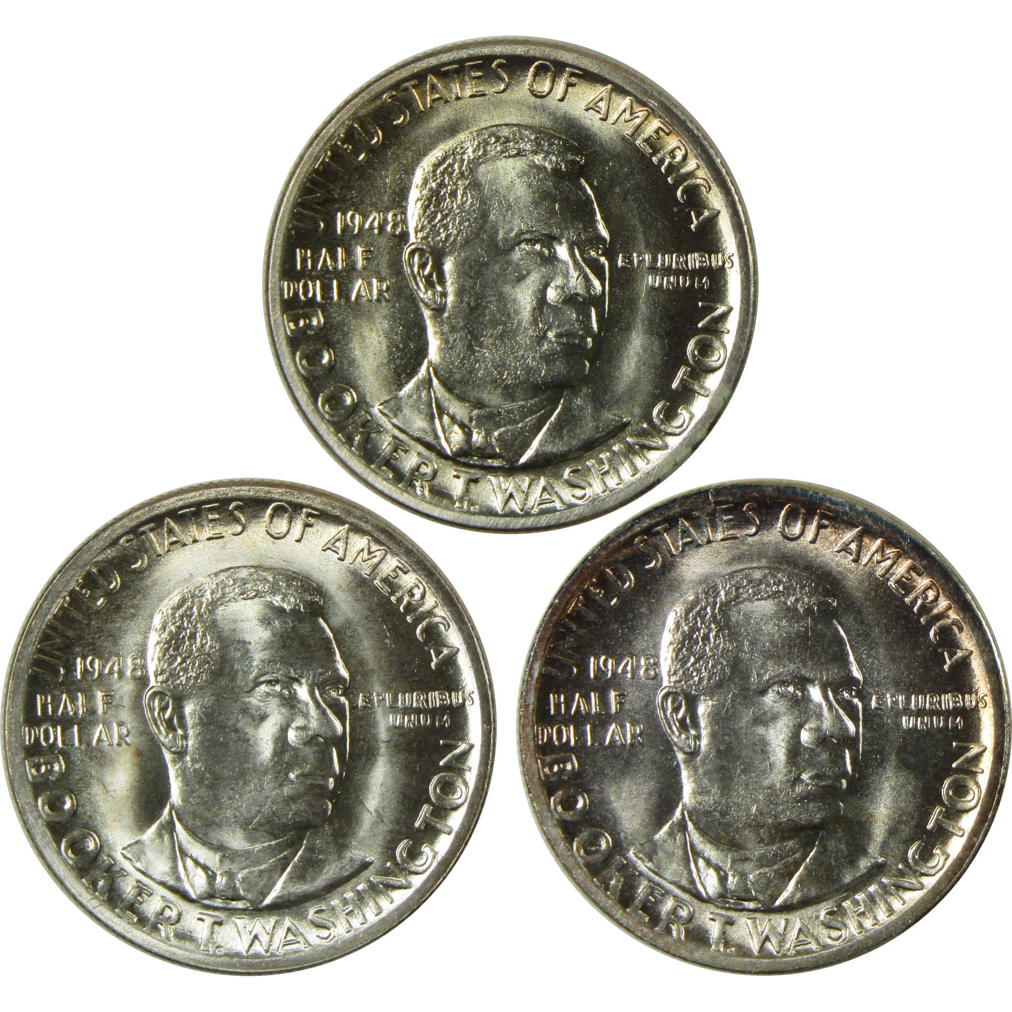 1948 PDS Booker T Washington 50c 3 Coin All-Mint Set Very Choice Unc
