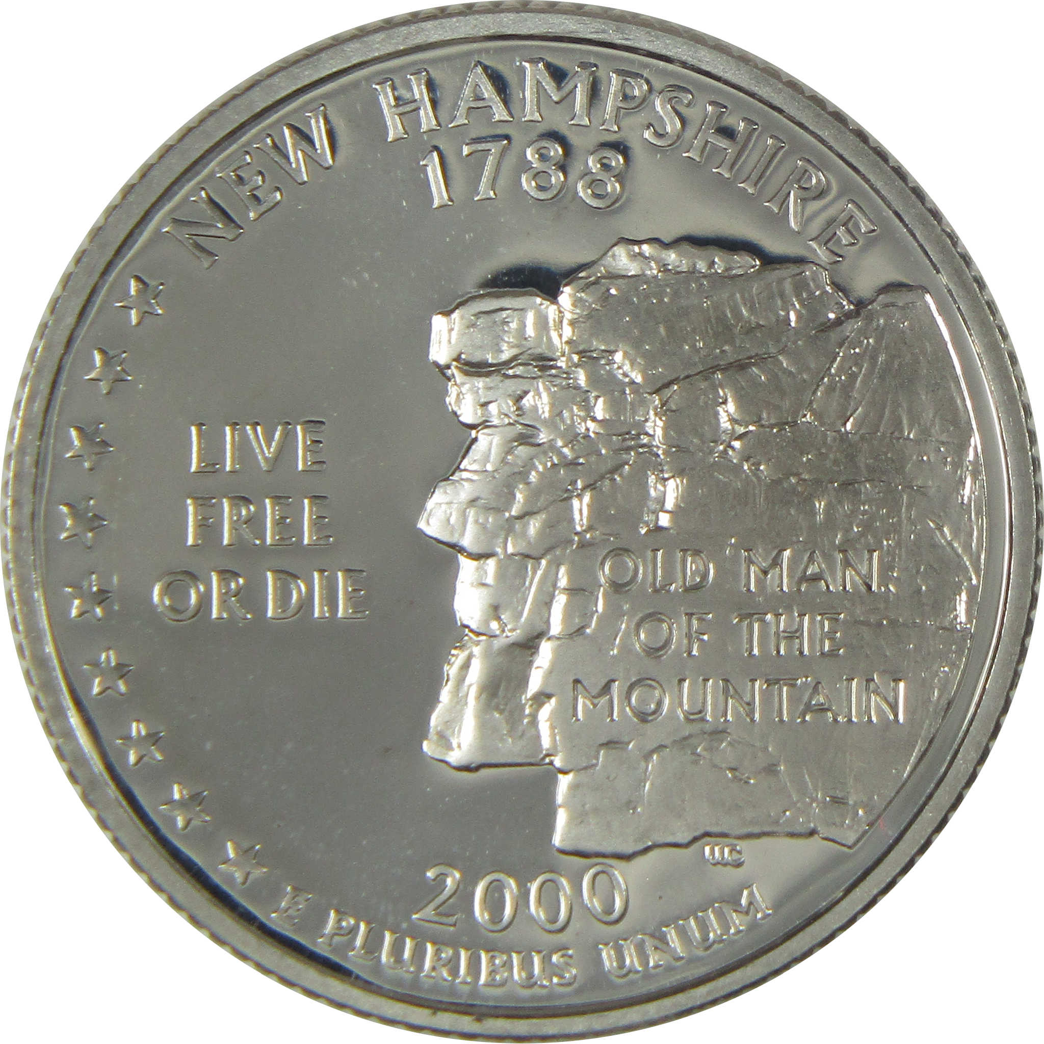 2000 S New Hampshire State Quarter Choice Proof Silver 25c Coin