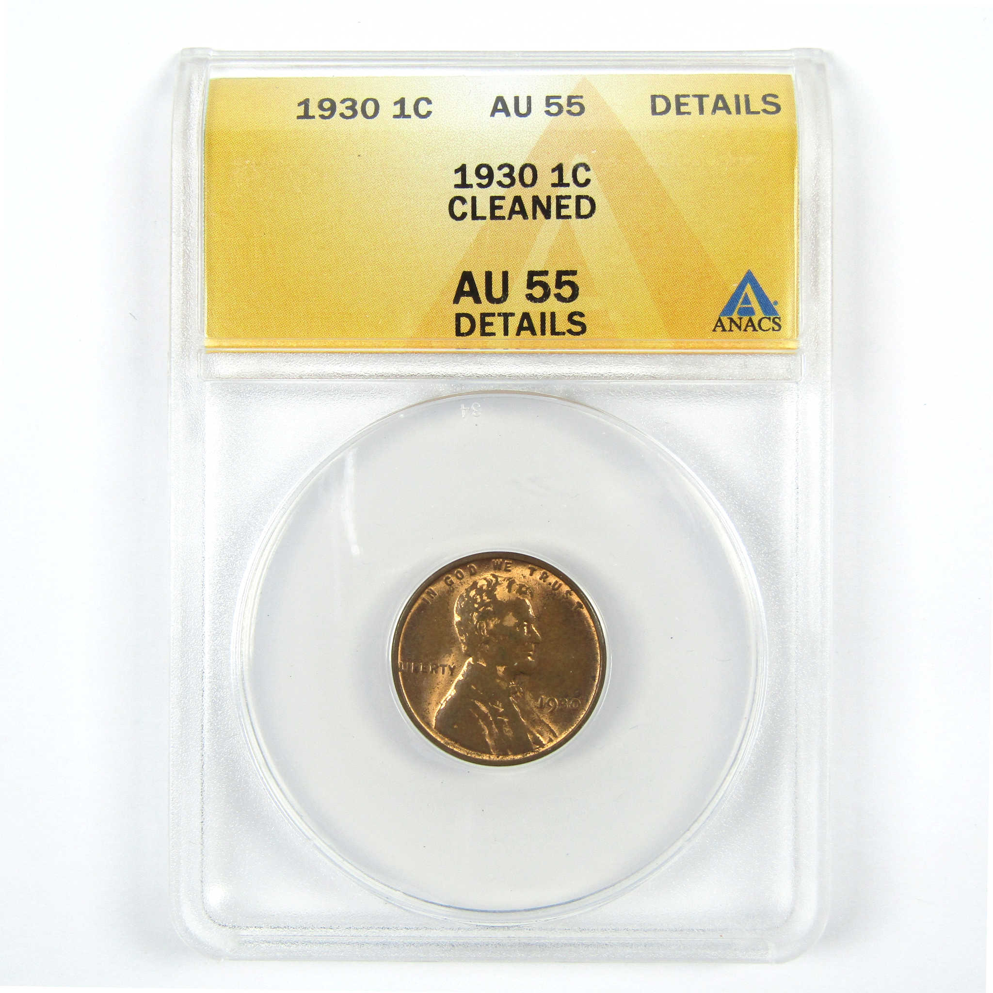 1930 Lincoln Wheat Cent AU 55 Details ANACS Penny 1c SKU:I14984