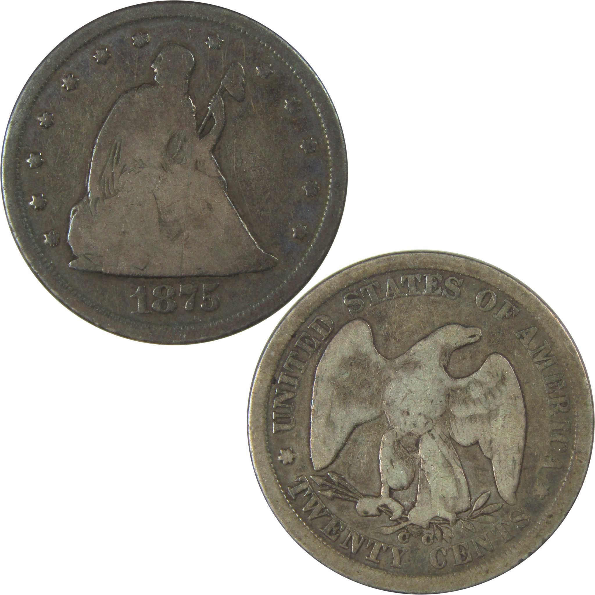 1875 CC Seated Liberty Silver Twenty Cent VG Very Good SKU:I24202