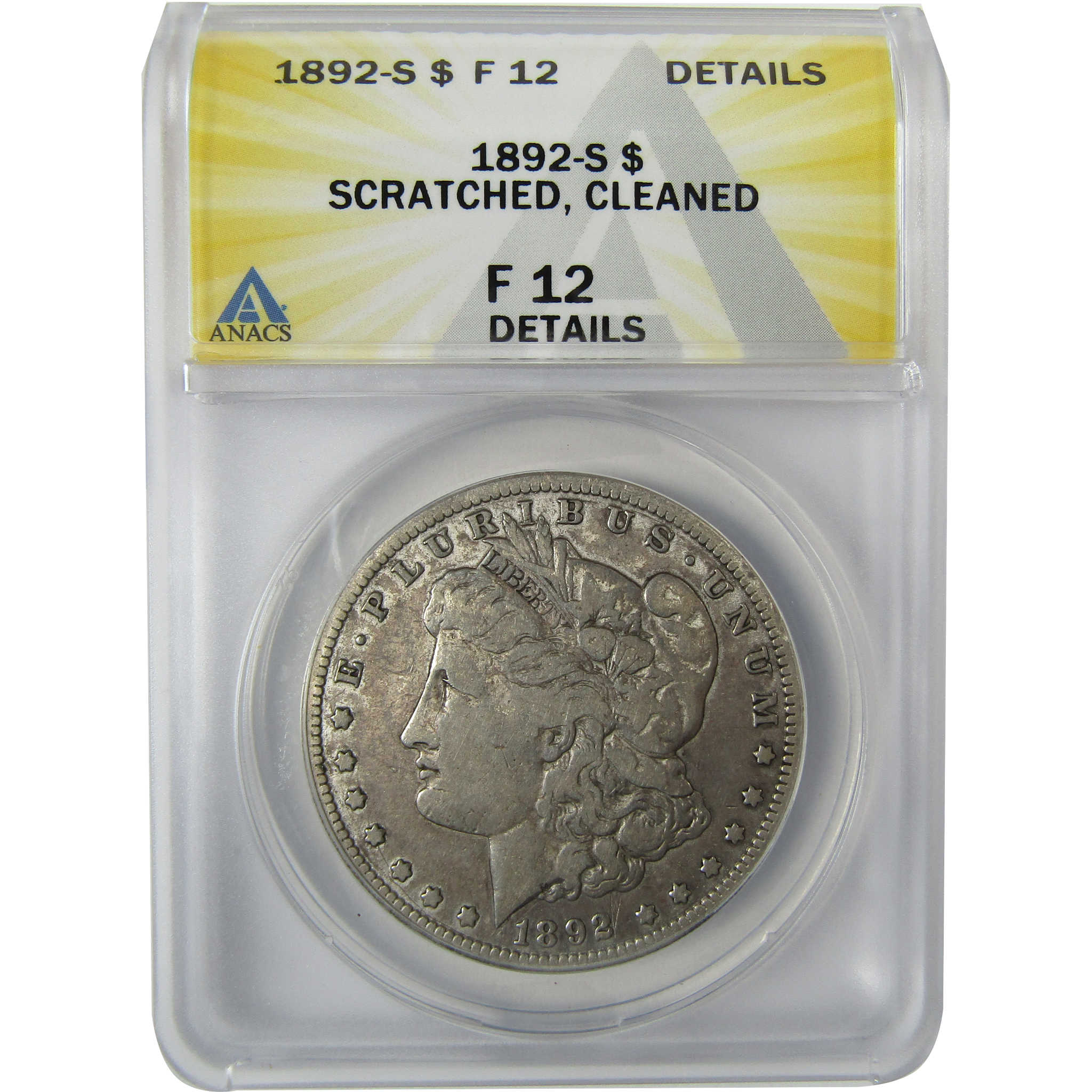 1892 S Morgan Silver Dollar F 12 Details ANACS $1 CoinSKU:CP862